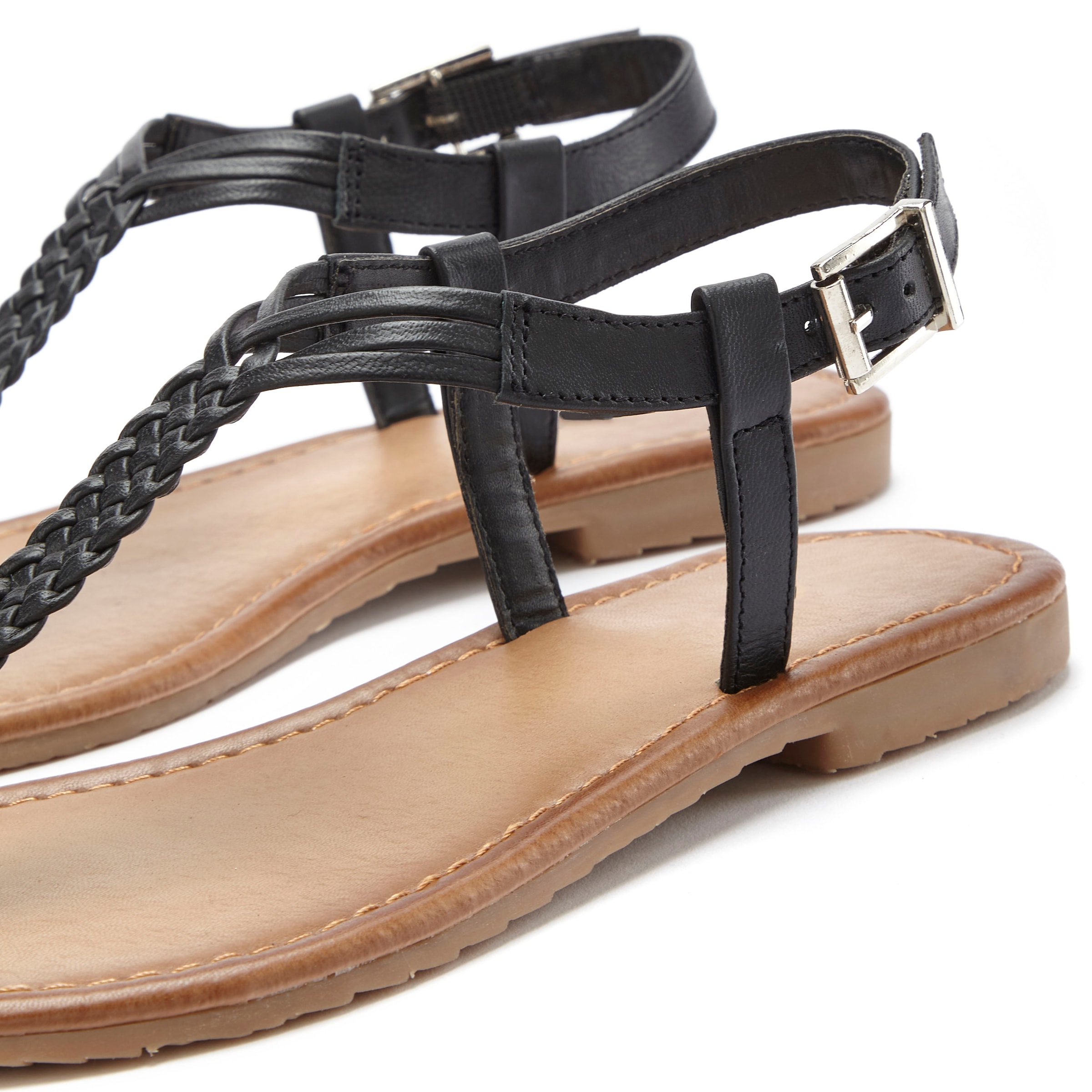 Vivance Zehentrenner, Sandalette, Sommerschuh,Sandale aus Leder mit Flecht-Optik