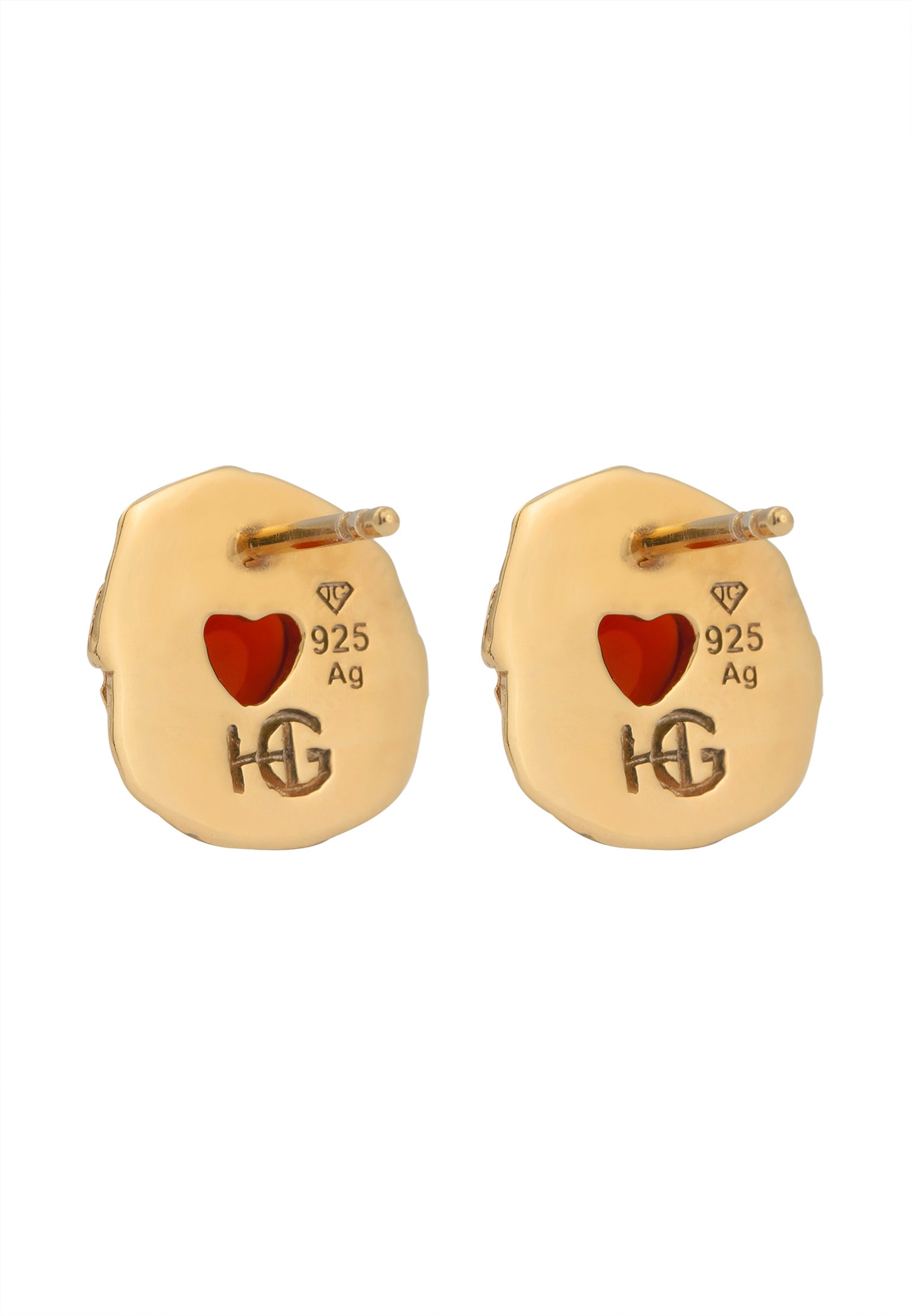 HAZE & GLORY Paar Ohrstecker »Ohrringe Ohrstecker Herz Onyx Rot 925 Sterling Silber vergoldet - Head Over Heels«