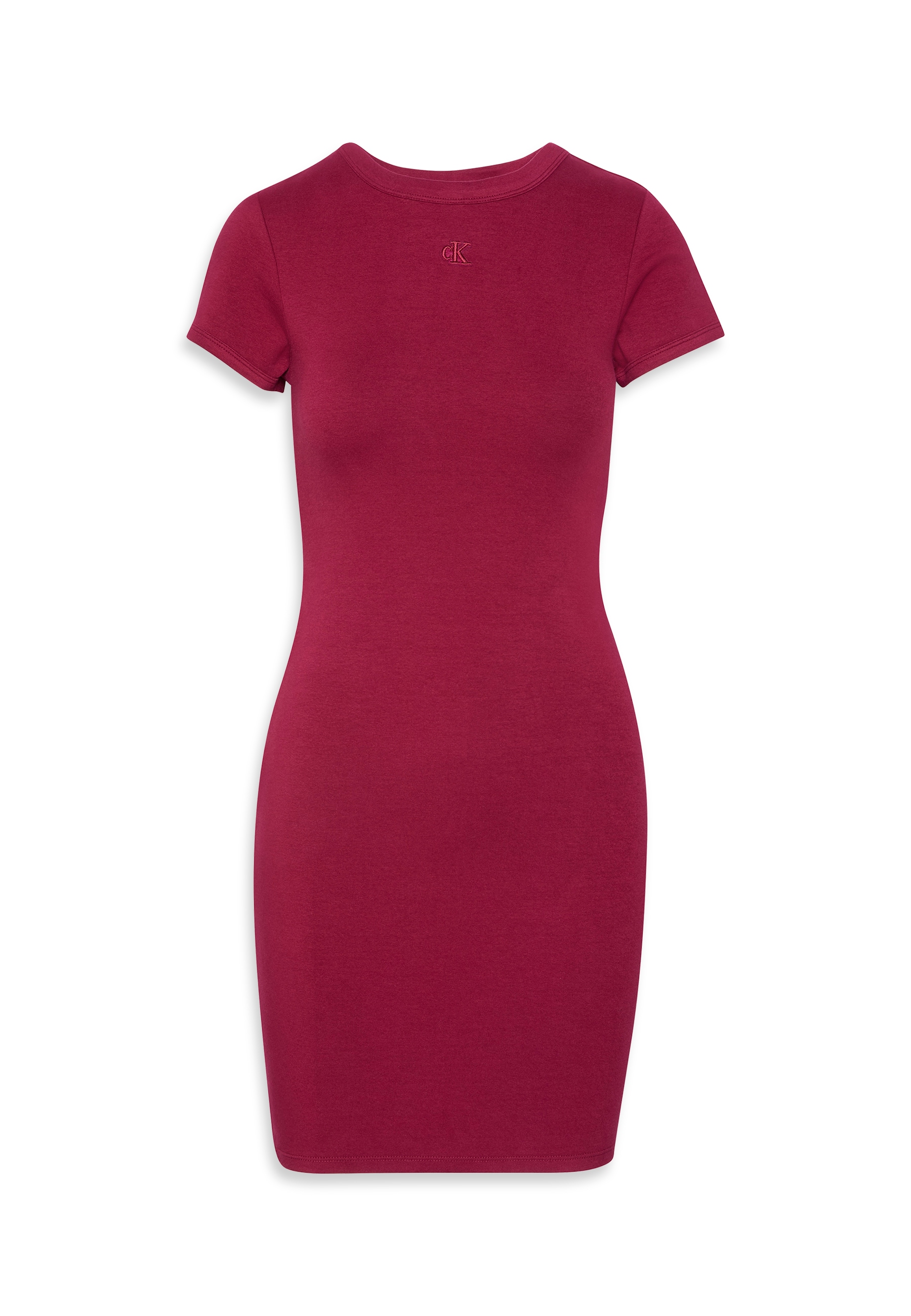 Calvin Klein Jeans Jerseykleid »SS CTN CNTR 1X1 RB S«, Mit Rundhalsausschnitt