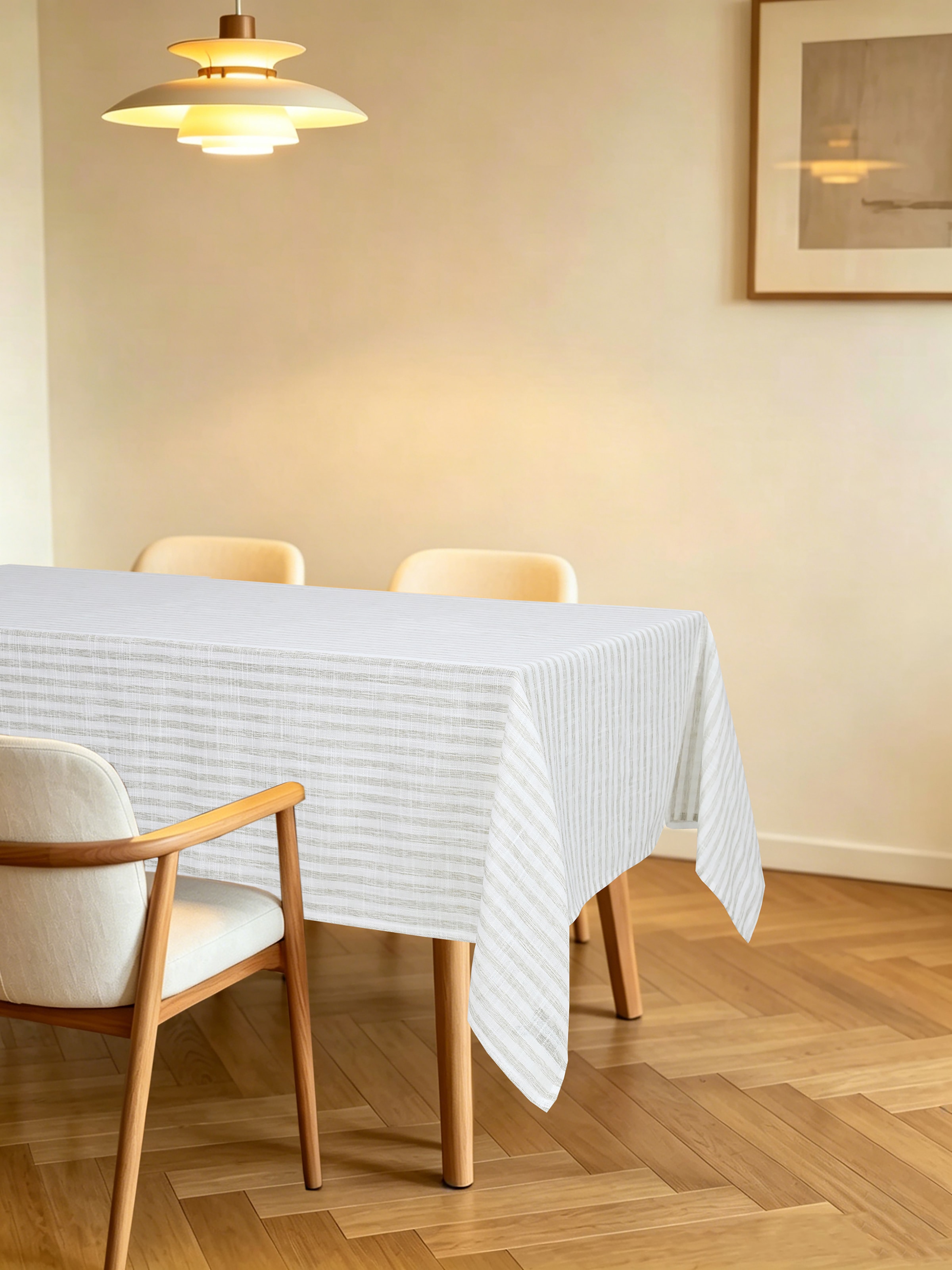 OTTO home Tischdecke »Marric« halbtransparente Tischdecke, Leinenoptik mit Streifen