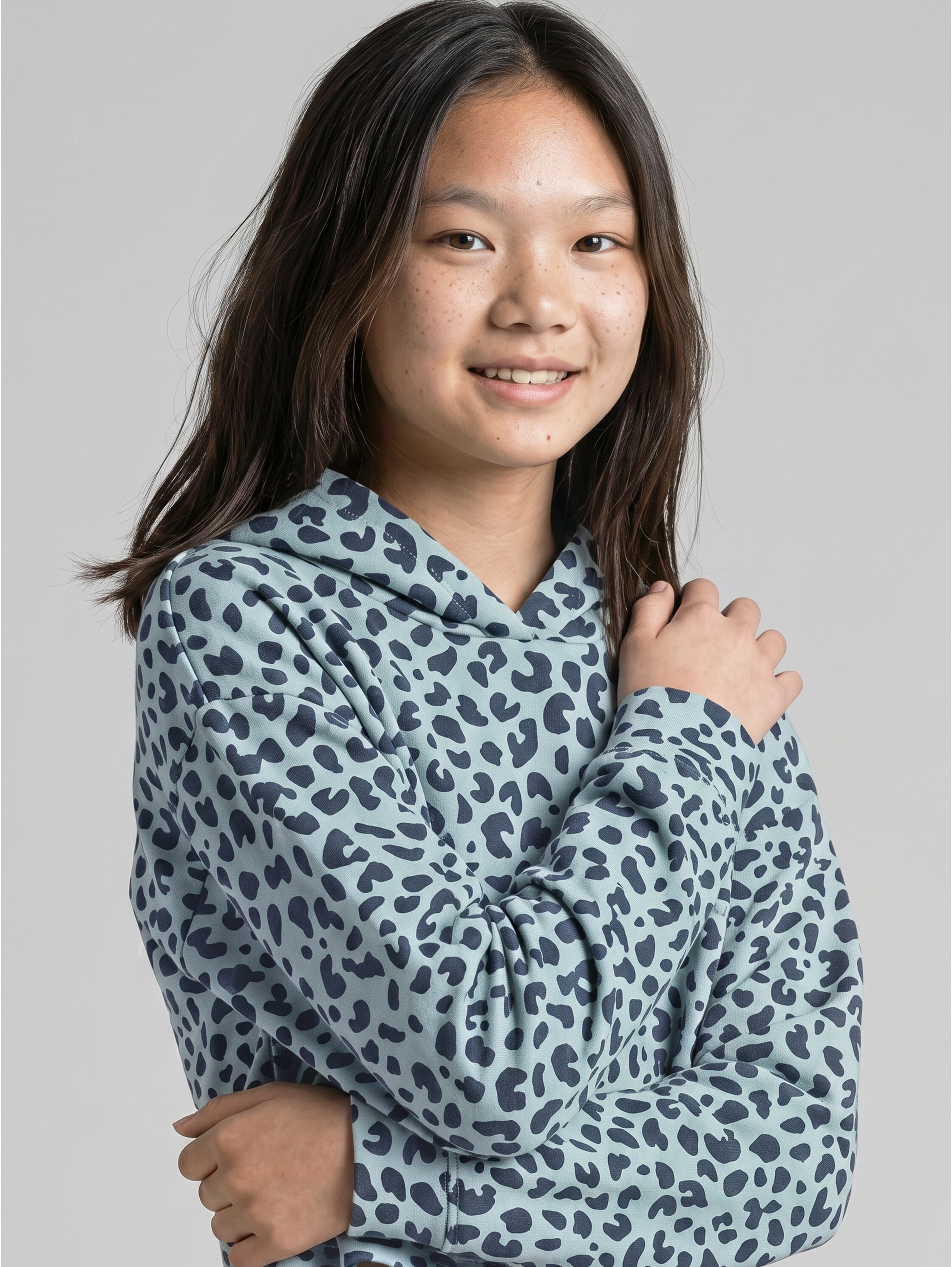 TOM TAILOR Kapuzensweatshirt , Kurzes Kapuzenpullover im Leo-Look/für Girls
