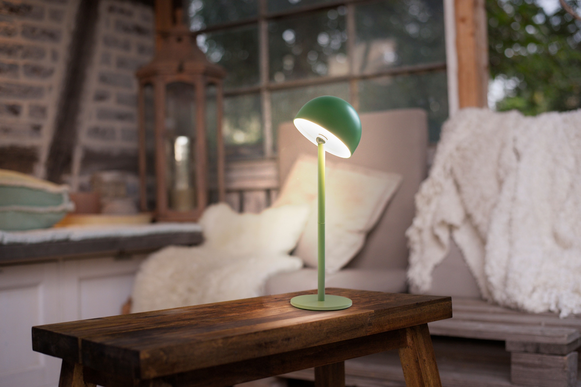 OTTO home Tischleuchte »Akku Tischlampe Gerrin Indoor Outdoor, magnetischer Flaschenaufsatz« LED-Board Warmweiß Pilzlampe Flaschenaufsatz, Regulierung der Lichtstärke, Pilz, Lampe