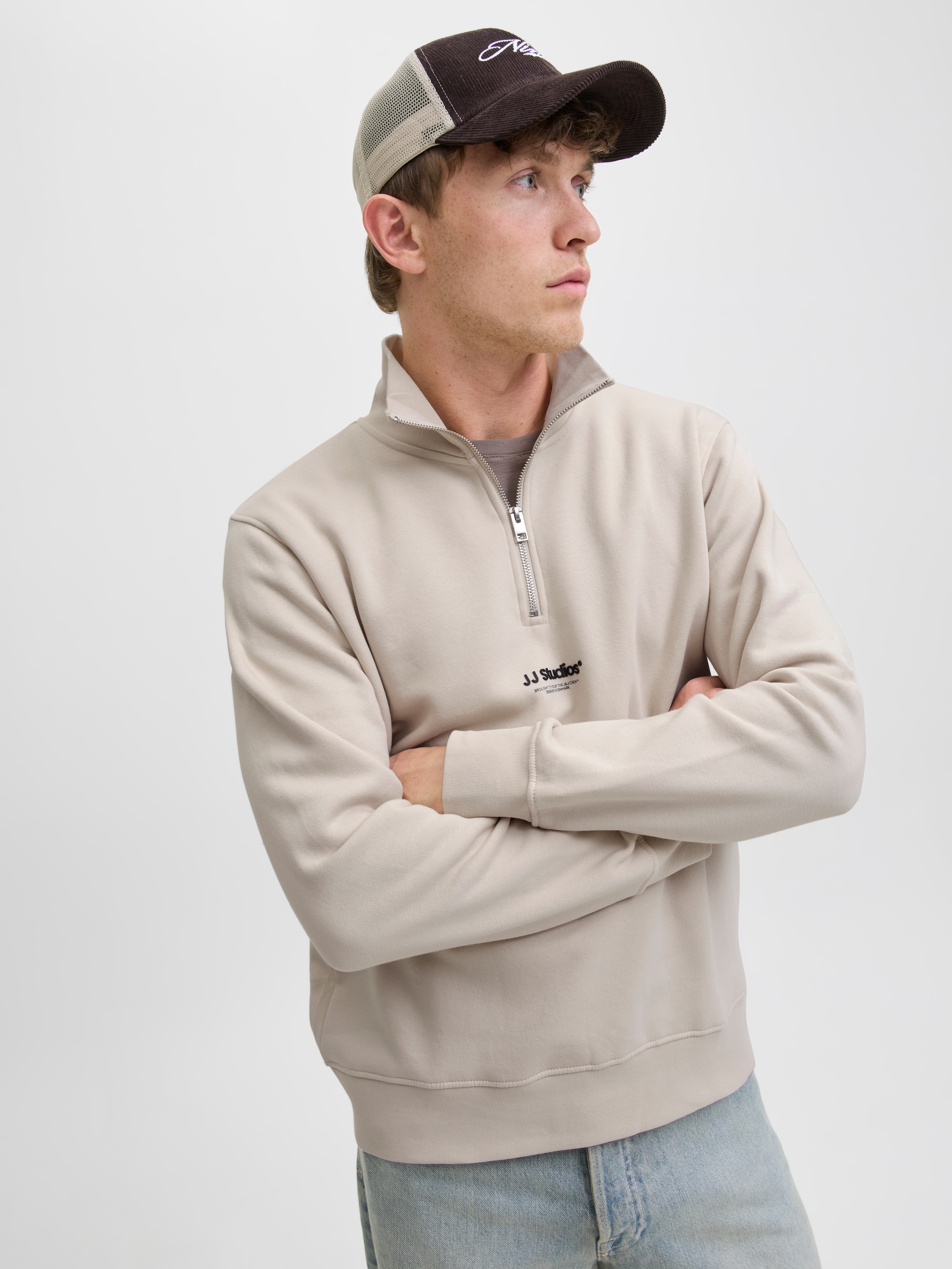 Jack & Jones Sweatshirt »JJESOHO SWEAT QUARTER ZIP HN NOOS«, Baumwollmischung, relaxed fit
