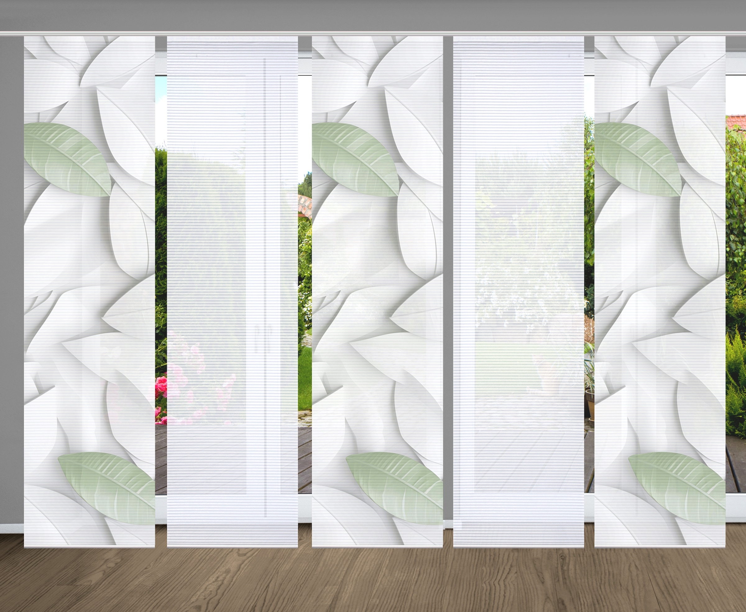 HOME in green Schiebegardine »LISON« Paneelwagen 5 Stk. tlg. SET DIGITALDRUCK,BAMBUSOPTIK RECYCELT