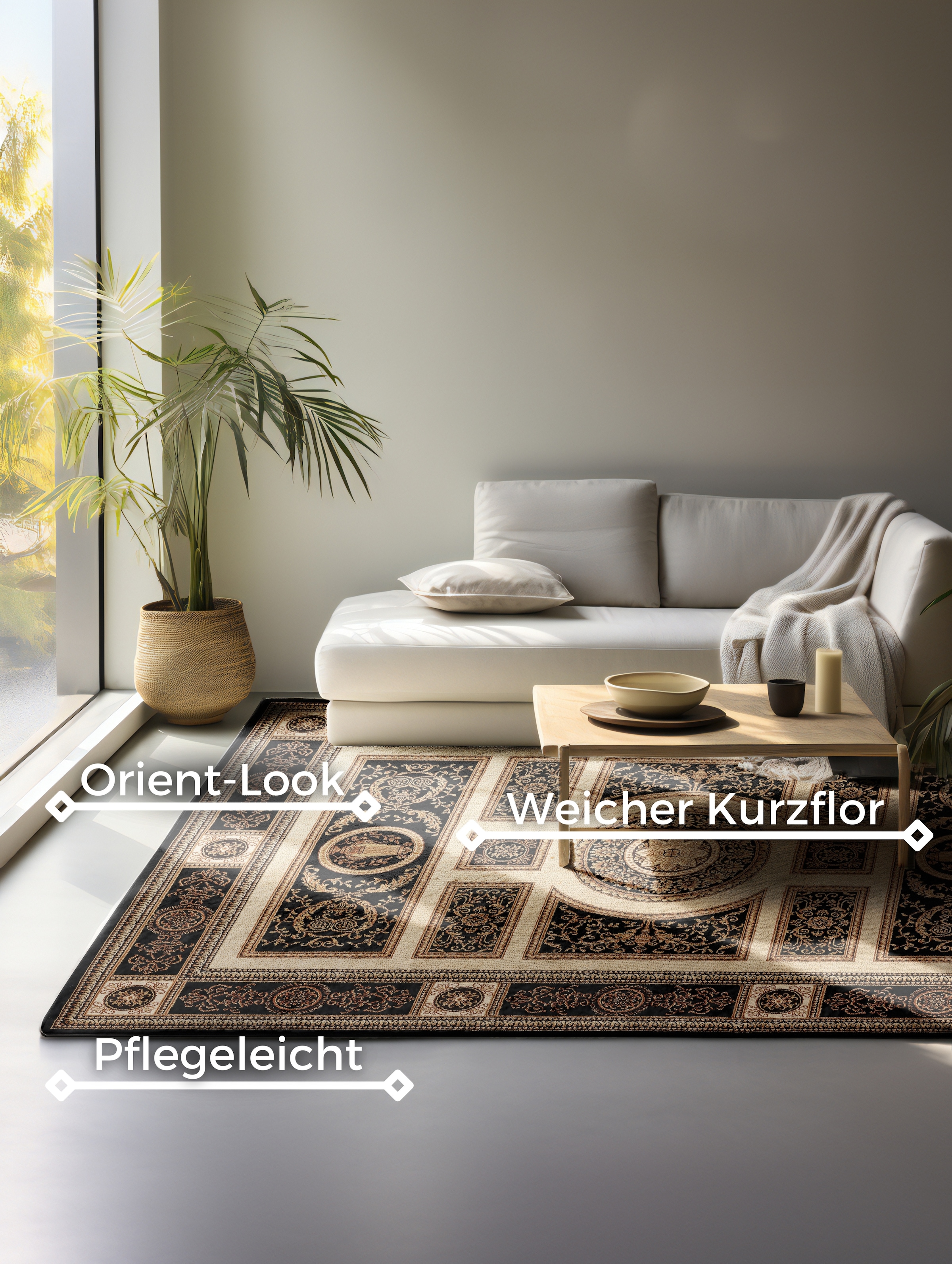 NORTHRUGS Teppich »Guzara« rechteckig 8 mm Höhe Orient Optik, Läufer, strapazierfähig, pflegeleicht, robust