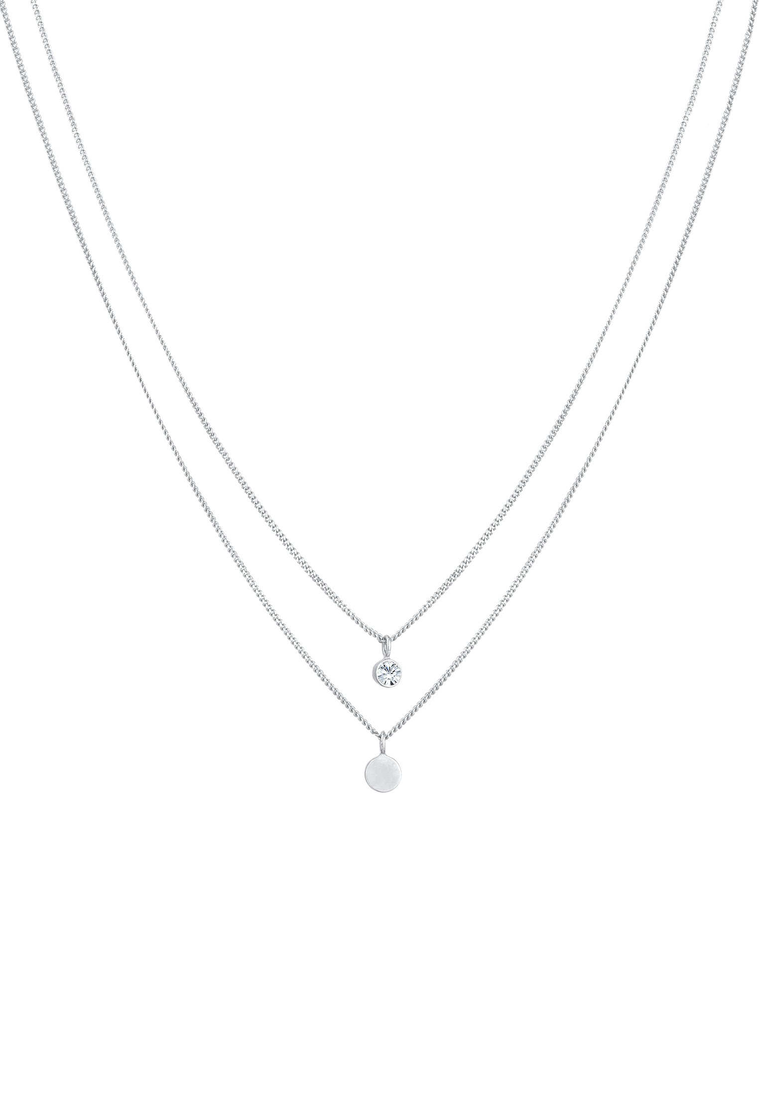 Elli Silberkette »Halskette Layer Plättchen Kristall 925 Silber«