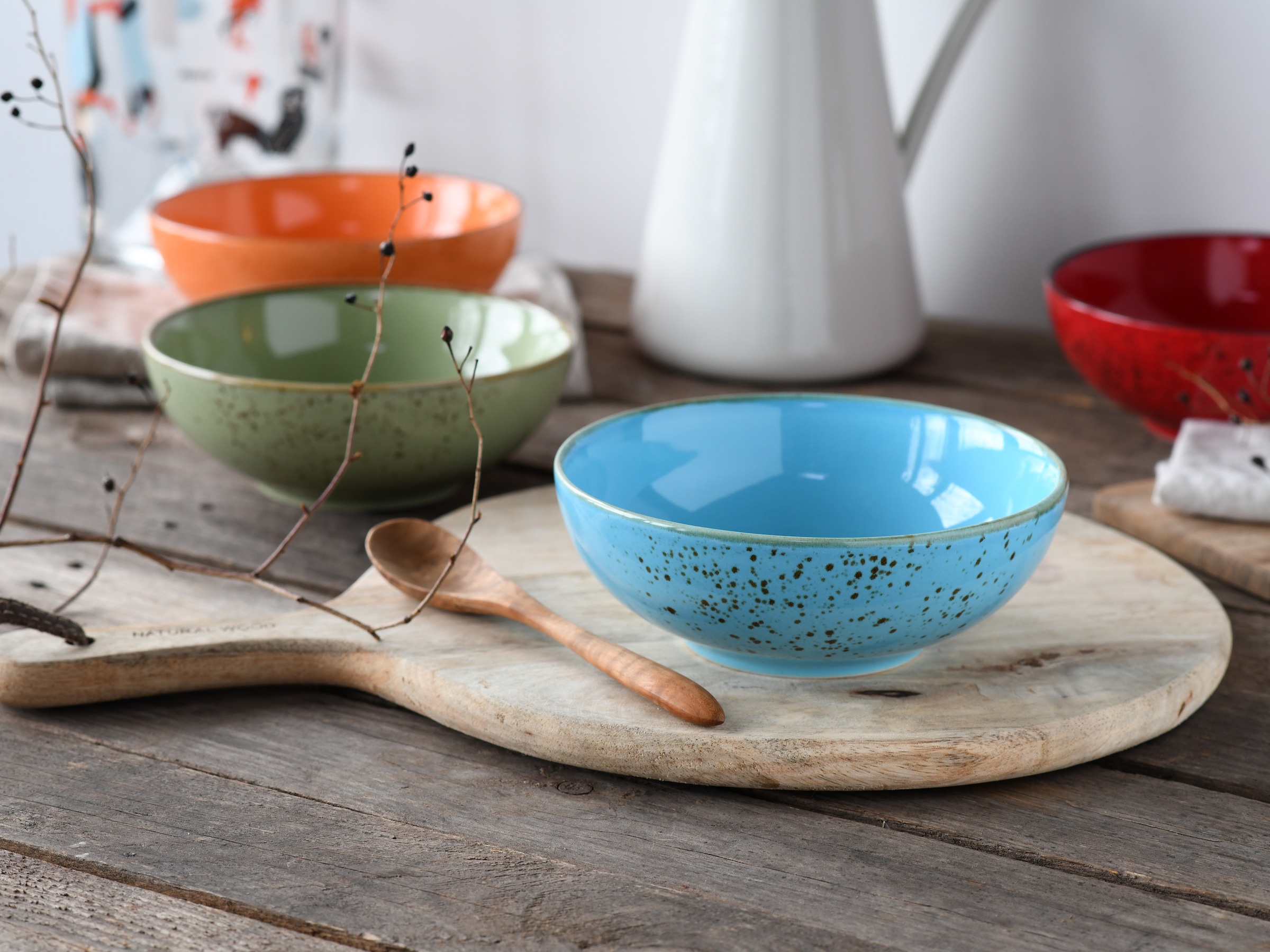 CreaTable Schale »Nature Collection, Smoothie Bowl 4-tlg« 4 Stk. aus Steinzeug Handwerklicher Look, Vintage