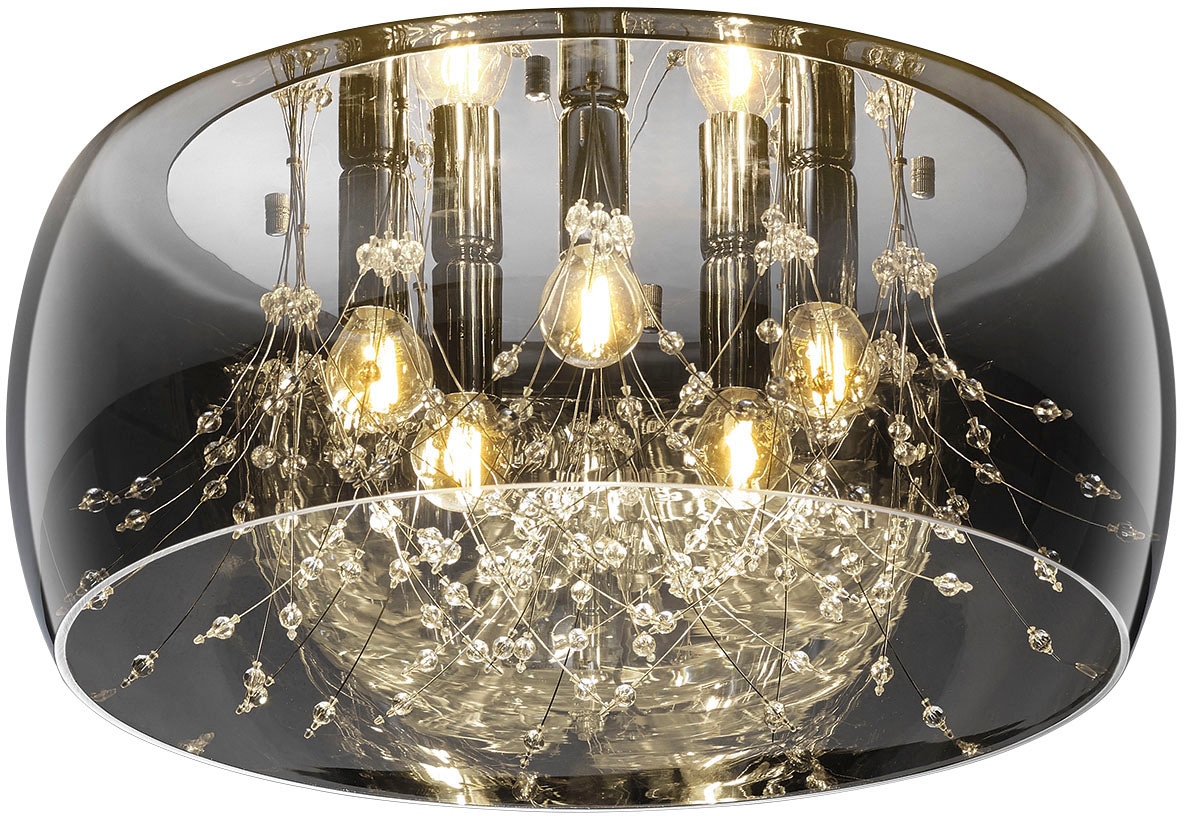 TRIO Leuchten Deckenleuchte »Crystel«, mit exkl | mit Jahren Deckenlampe Glasschirm flammig-flammig, kaufen Leuchtmittel Ø Garantie 3 XXL 5xE14 5 50cm, Elegante online