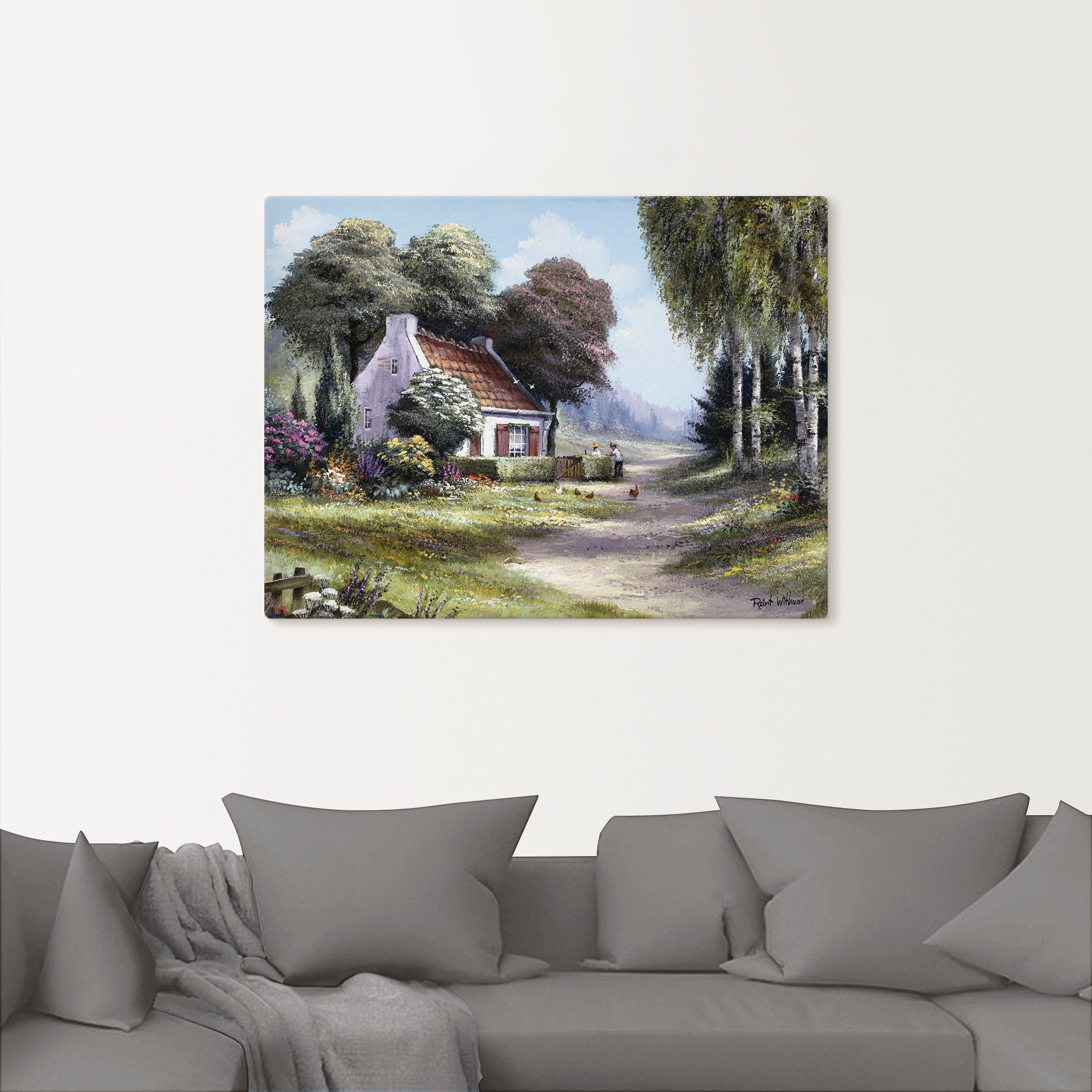 Artland Leinwandbild »Männer, die die Hecke schneiden« Garten 1 Stk. tlg. auf Holzrahmen gespannt