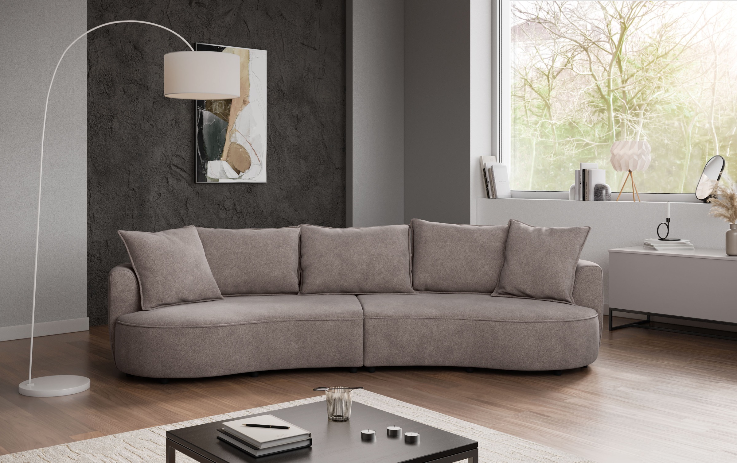 COTTA Loungesofa »Sana, Breite 296 cm« Loungesofa mit Wellenunterfederung