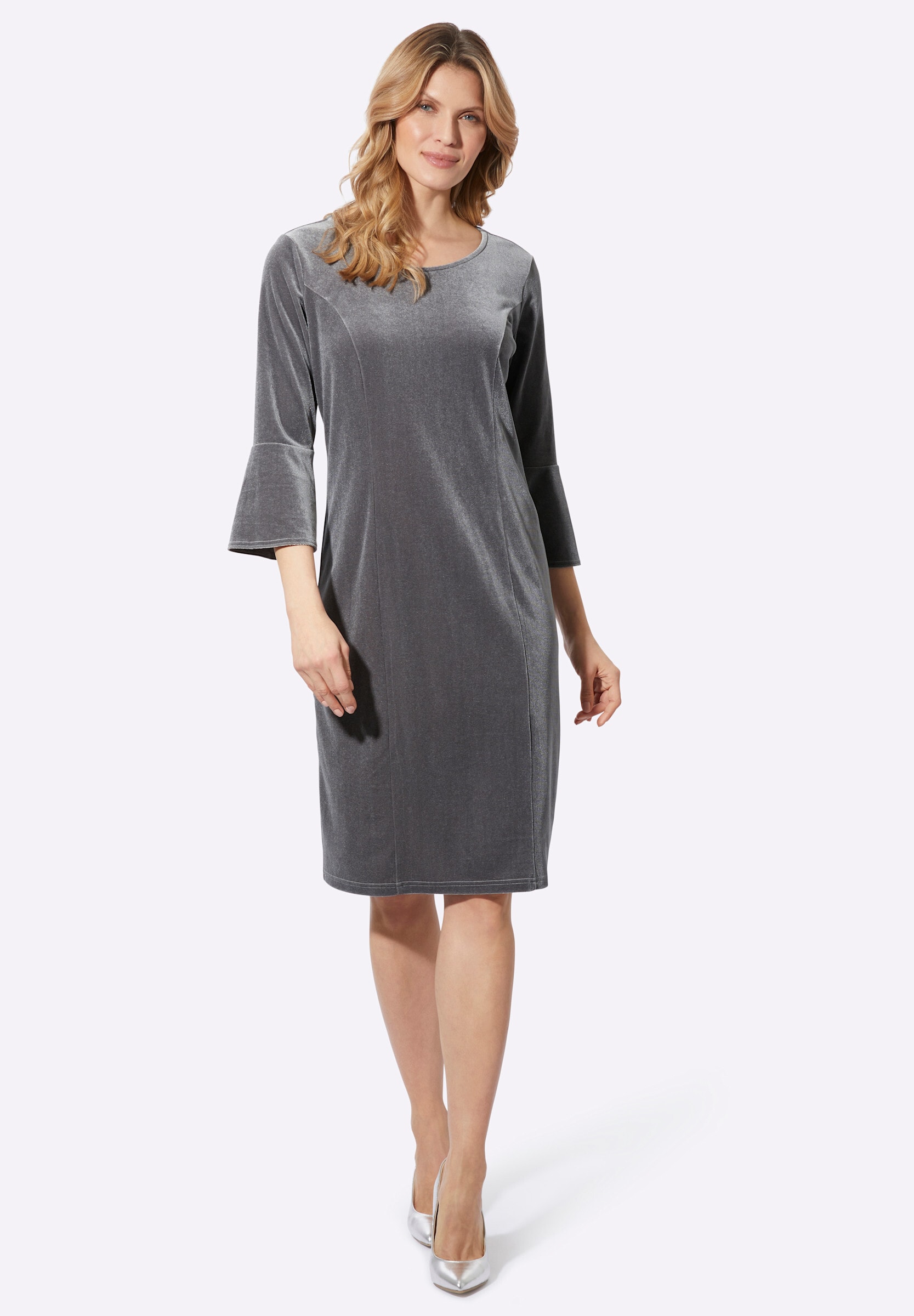 Sieh an! Etuikleid »Kleid Samtkleid mit Volants« Ohne Taschen