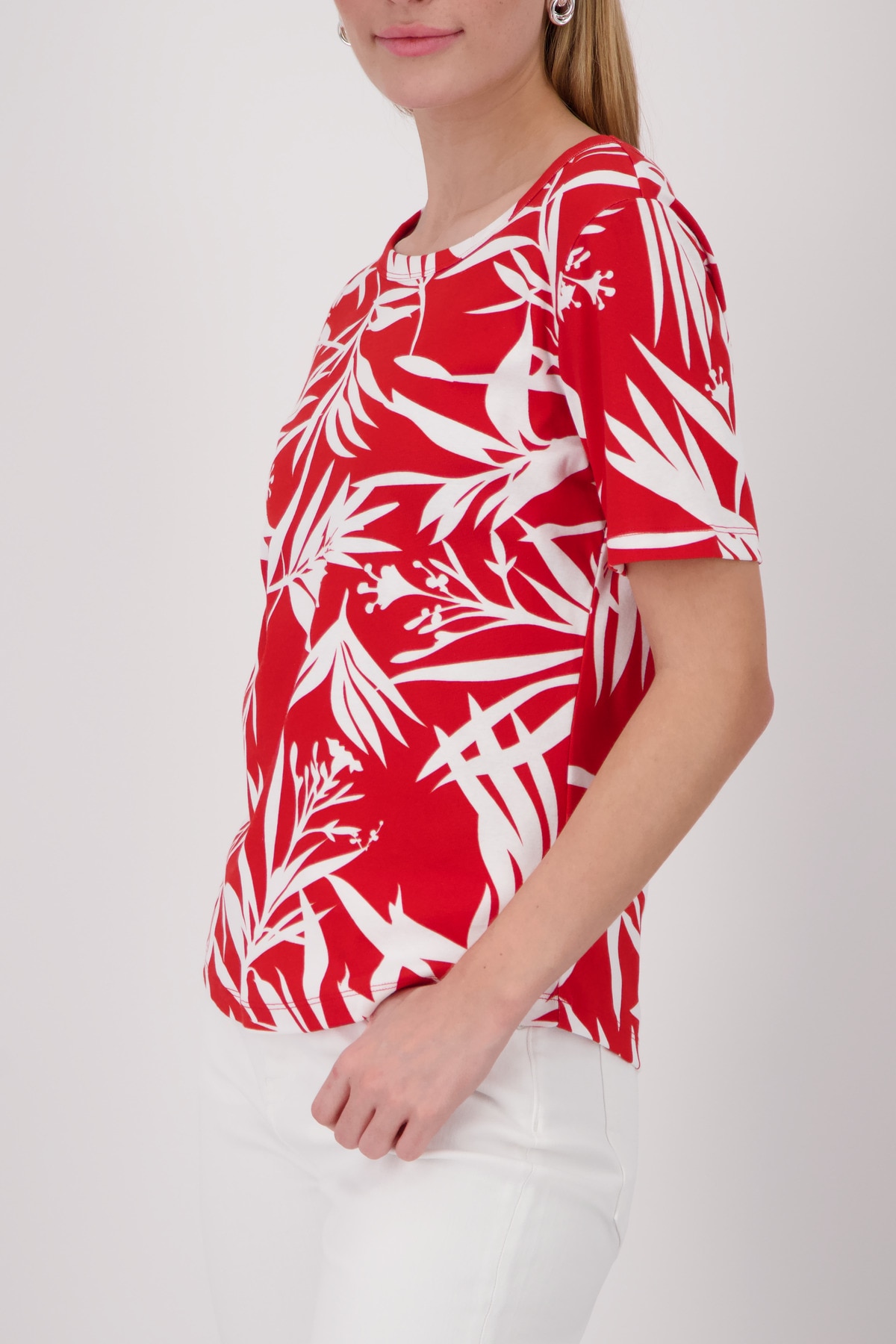 Monari Rundhalsshirt »Shirt Blätter allover« mit allover Tropicalprint