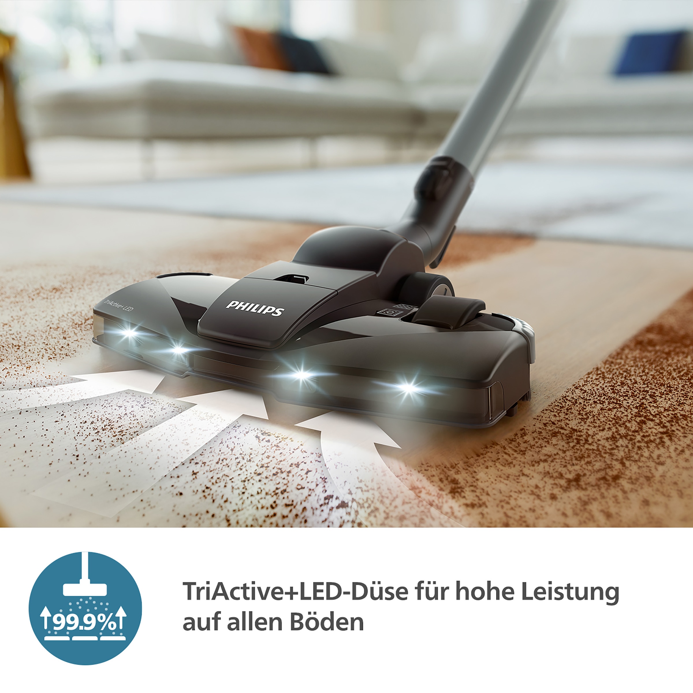Philips Bodenstaubsauger »XD8122/10 8000 Serie, unser leistungsstärkster Allrounder, 900W, 4l«, 900 W, mit Beutel, HEPA-Filter, TriActive+ LED-Düse, Möbelaufsätze inkl; Tiefschwarz matt