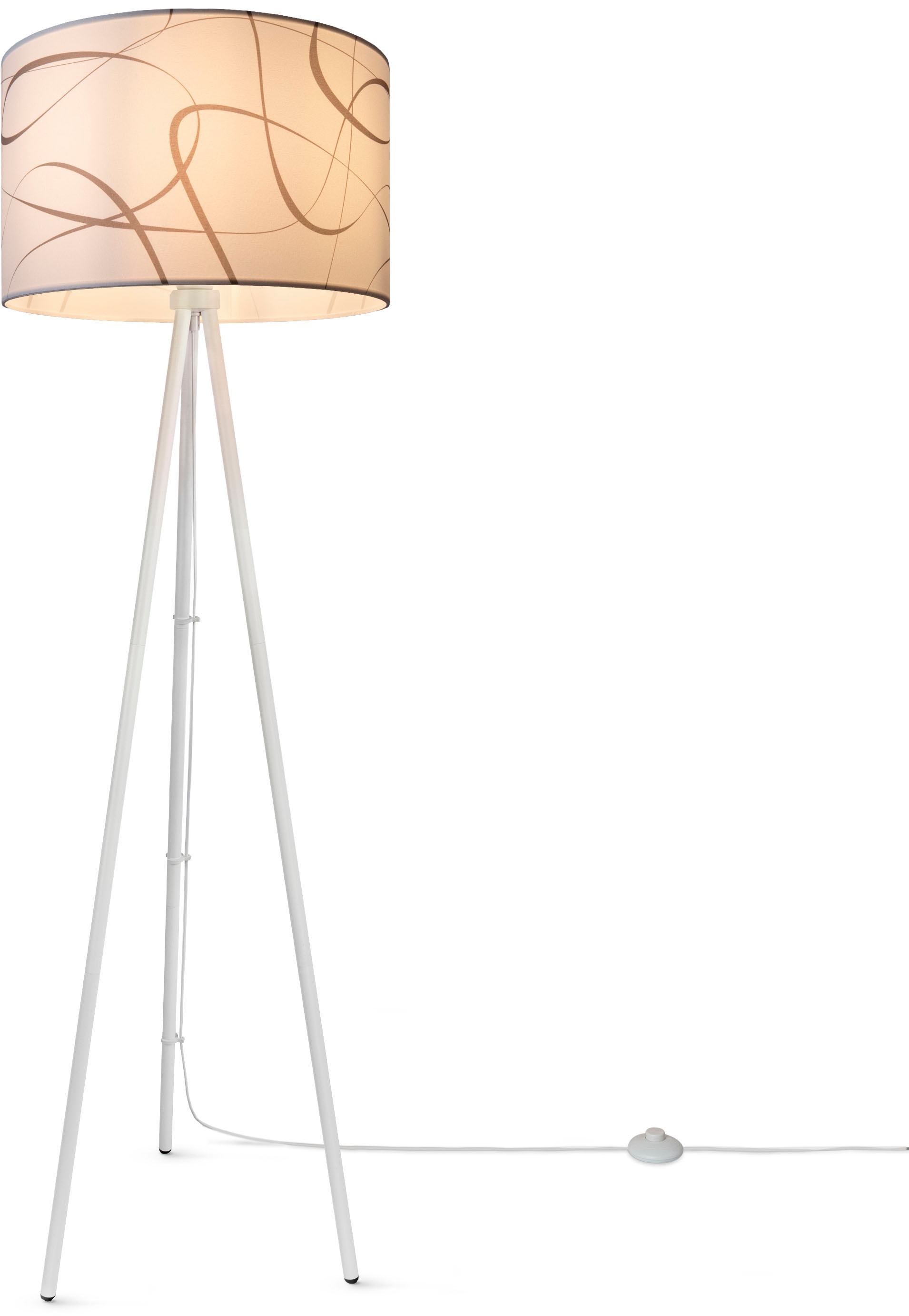 Paco Home Stehlampe »Trina Tribal«, Leuchtmittel E27 | ohne Leuchtmittel, Stehlampe Dreibein Mit Lampenschirm Stoff Stativ Modern Vintage Uni