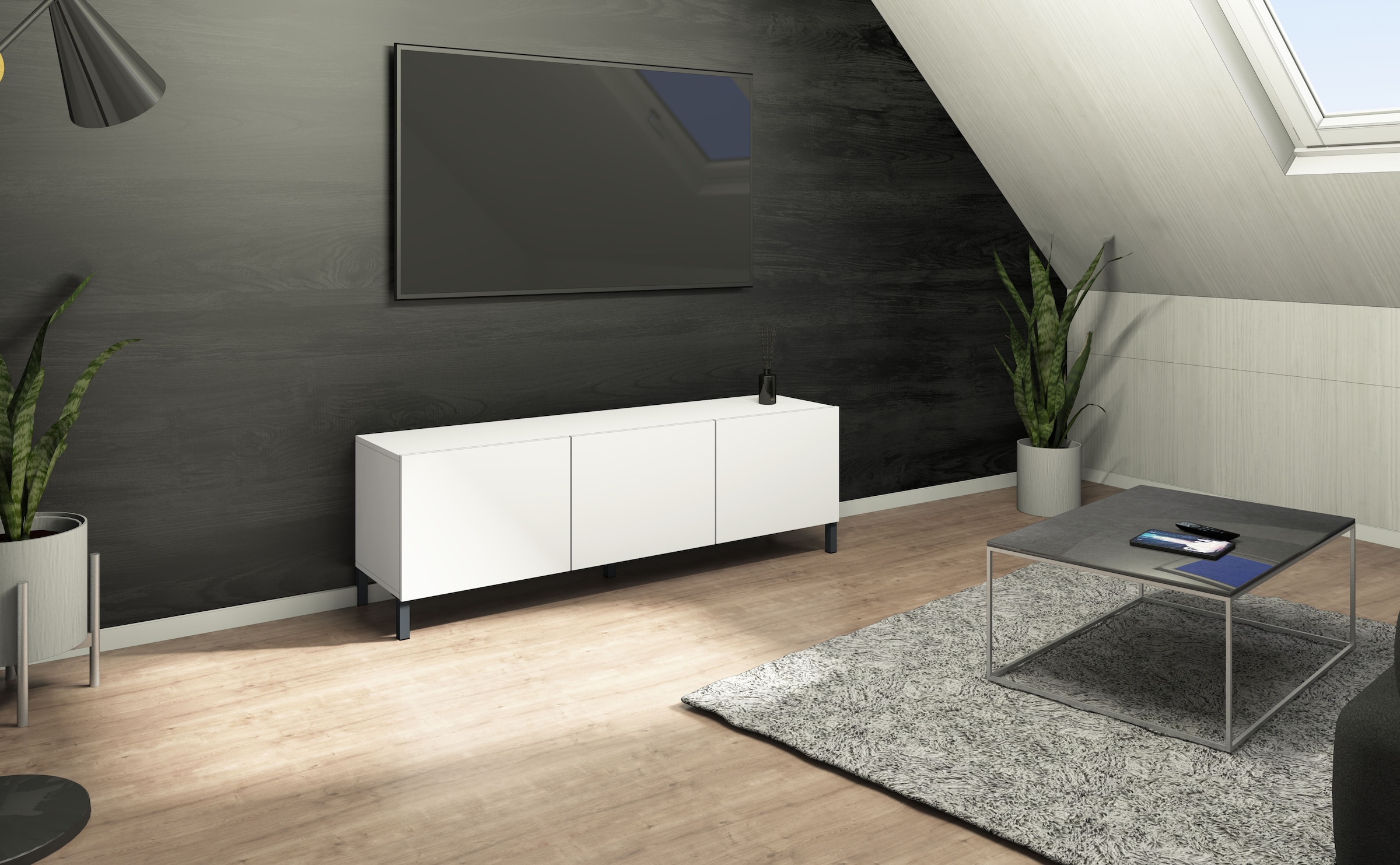 borchardt Möbel Lowboard Metallfüße, grifflose Optik