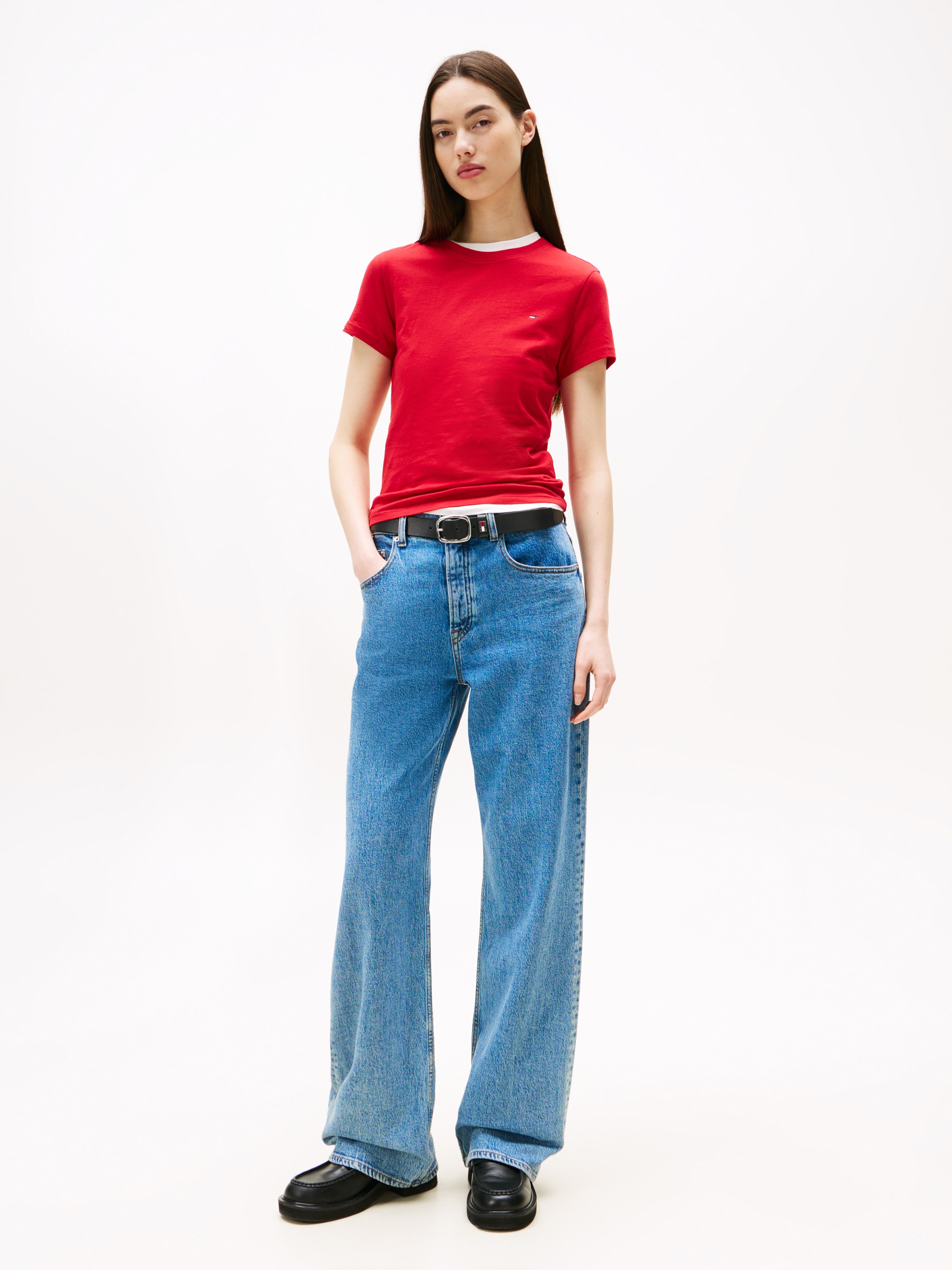 Tommy Jeans T-Shirt »TJW 2PACK C-NECK TEE«, (Packung, 2 tlg., 2er), mit Logo-Stickerei