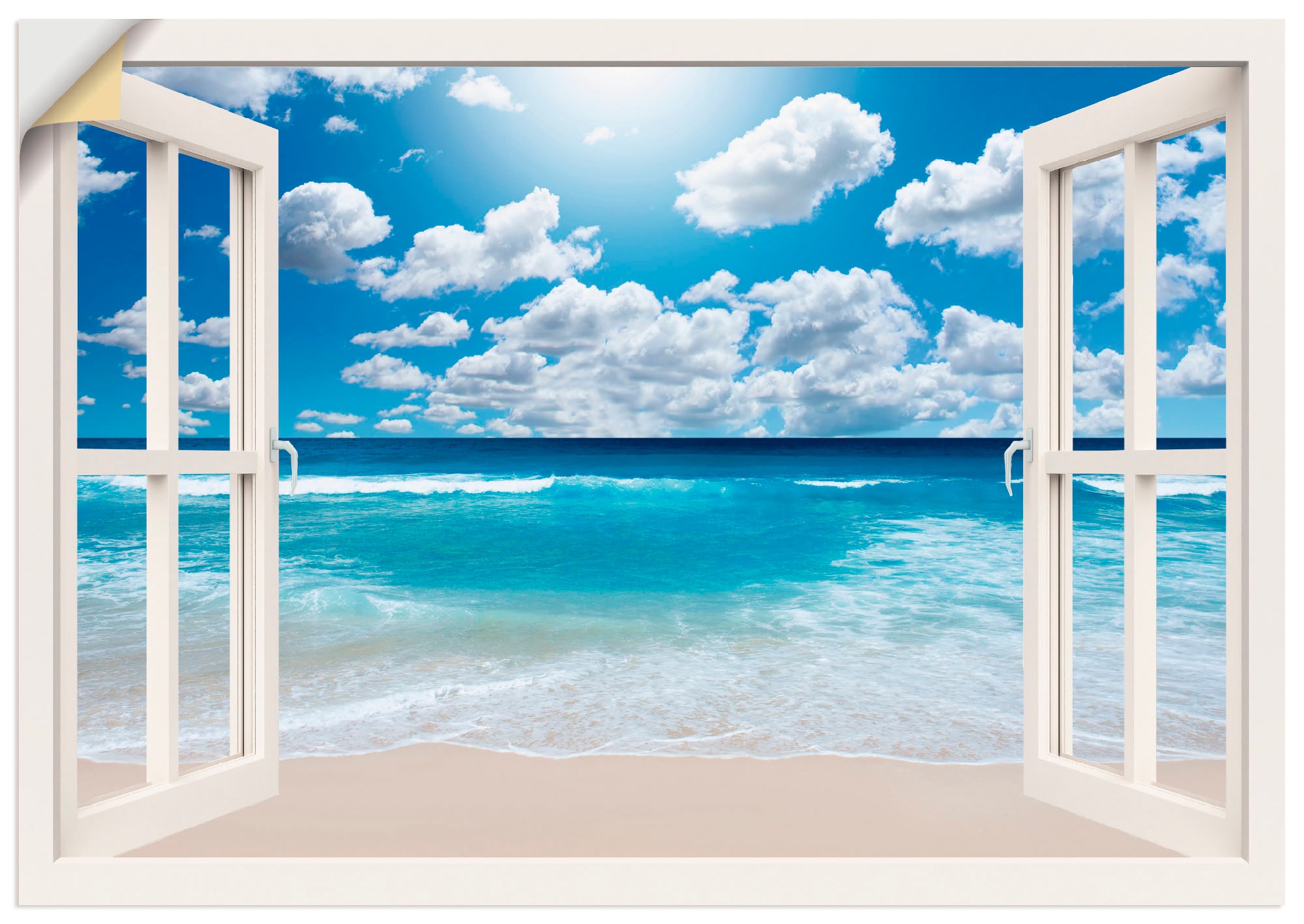 Strandlandschaft«, (1 Poster Wandaufkleber Großartige »Fensterblick oder Artland versch. St.), Fensterblick, Größen bestellen Leinwandbild, in bequem als Wandbild