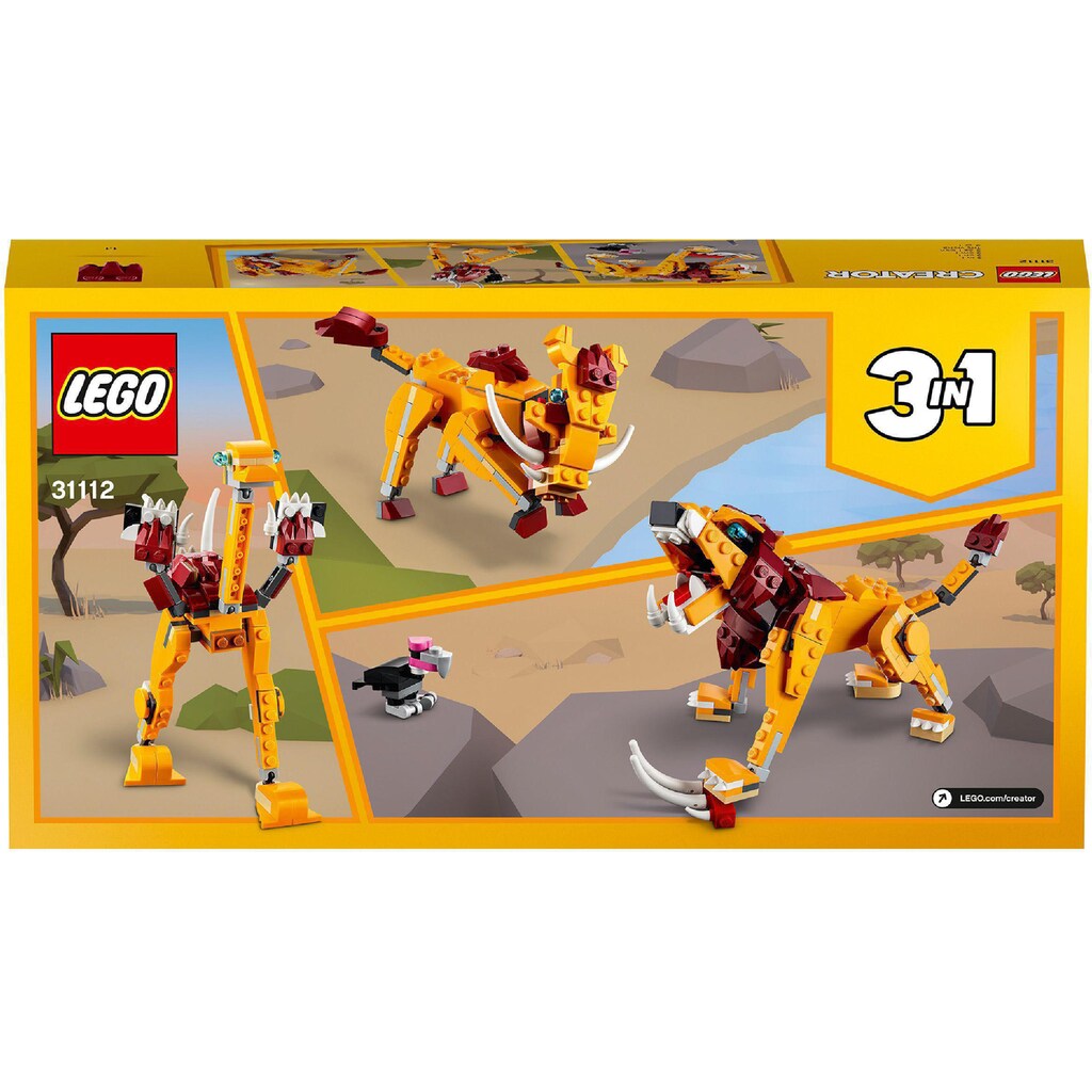 LEGO® Konstruktionsspielsteine »Wilder Löwe (31112), LEGO® Creator 3in1«, (224 St.), Made in Europe