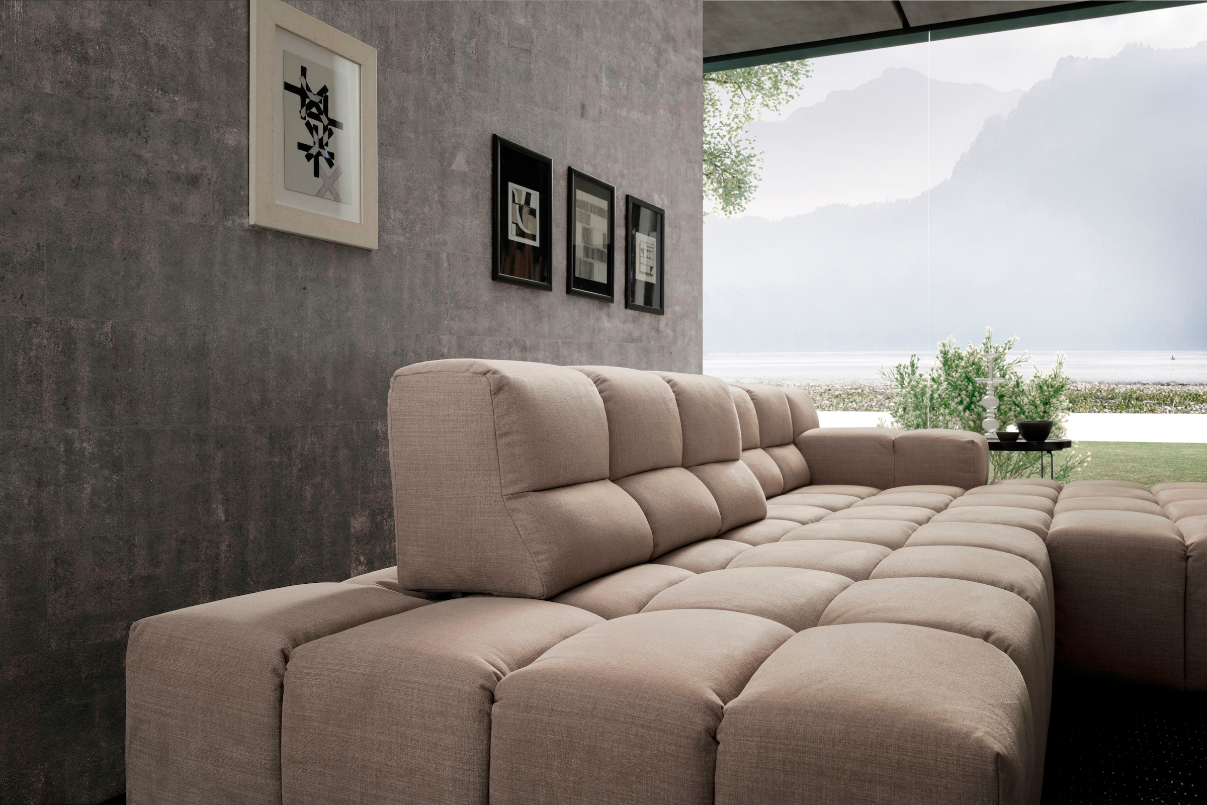 designwerk Ecksofa »Temple, Designsofa trifft hohen Sitzkomfort, L-Form« mit Sitztiefenverstellung