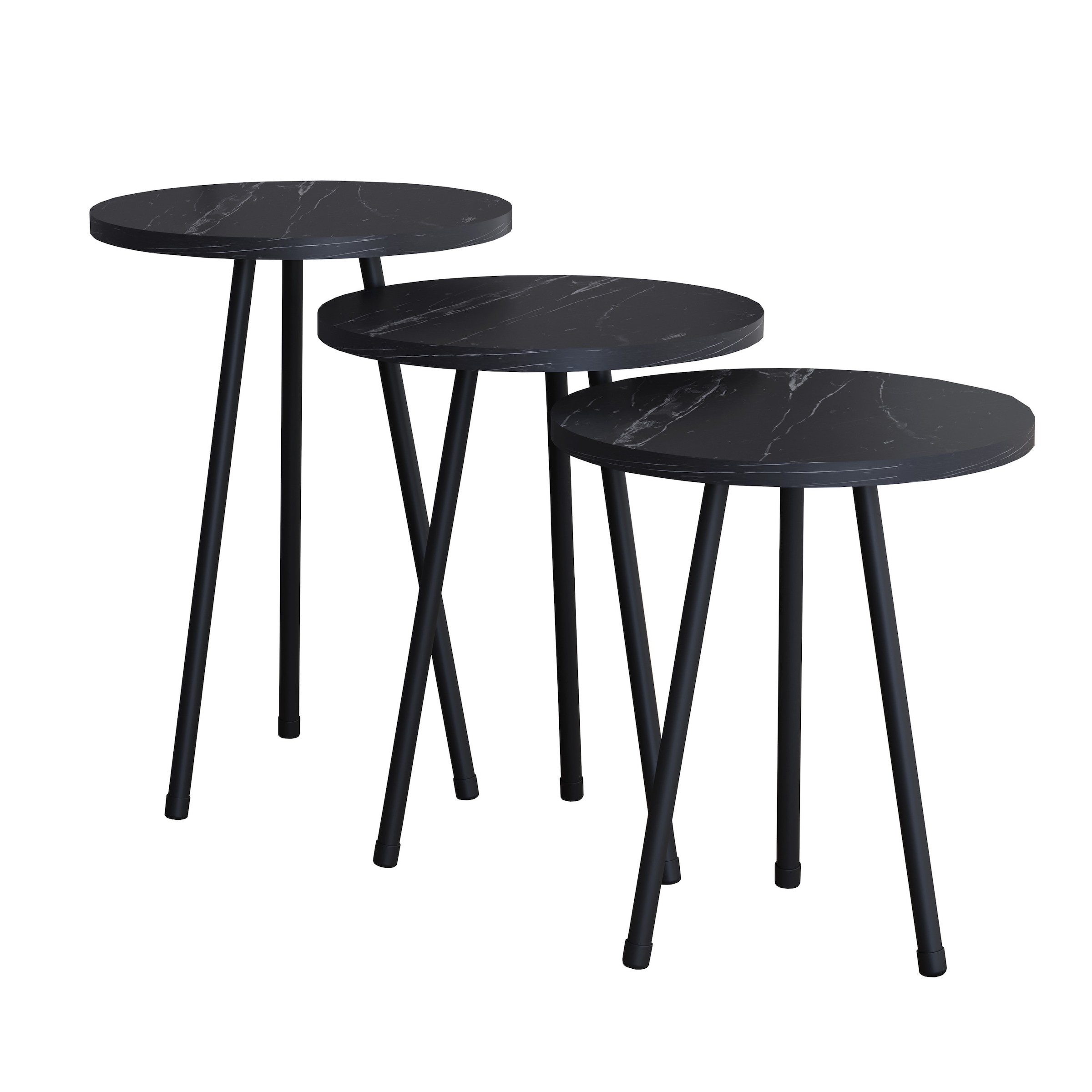 VCM Couchtisch »3 tlg. Holz Beistelltisch Couchtisch Mamor Mirola« 3 Stk. tlg.