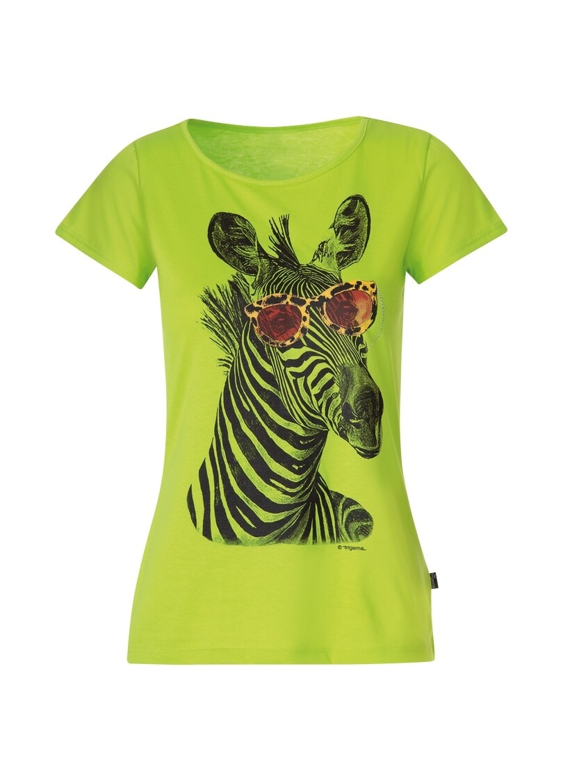 Trigema T-Shirt mit ♕ »TRIGEMA T-Shirt Zebra-Motiv und Glitzersteinen« bei