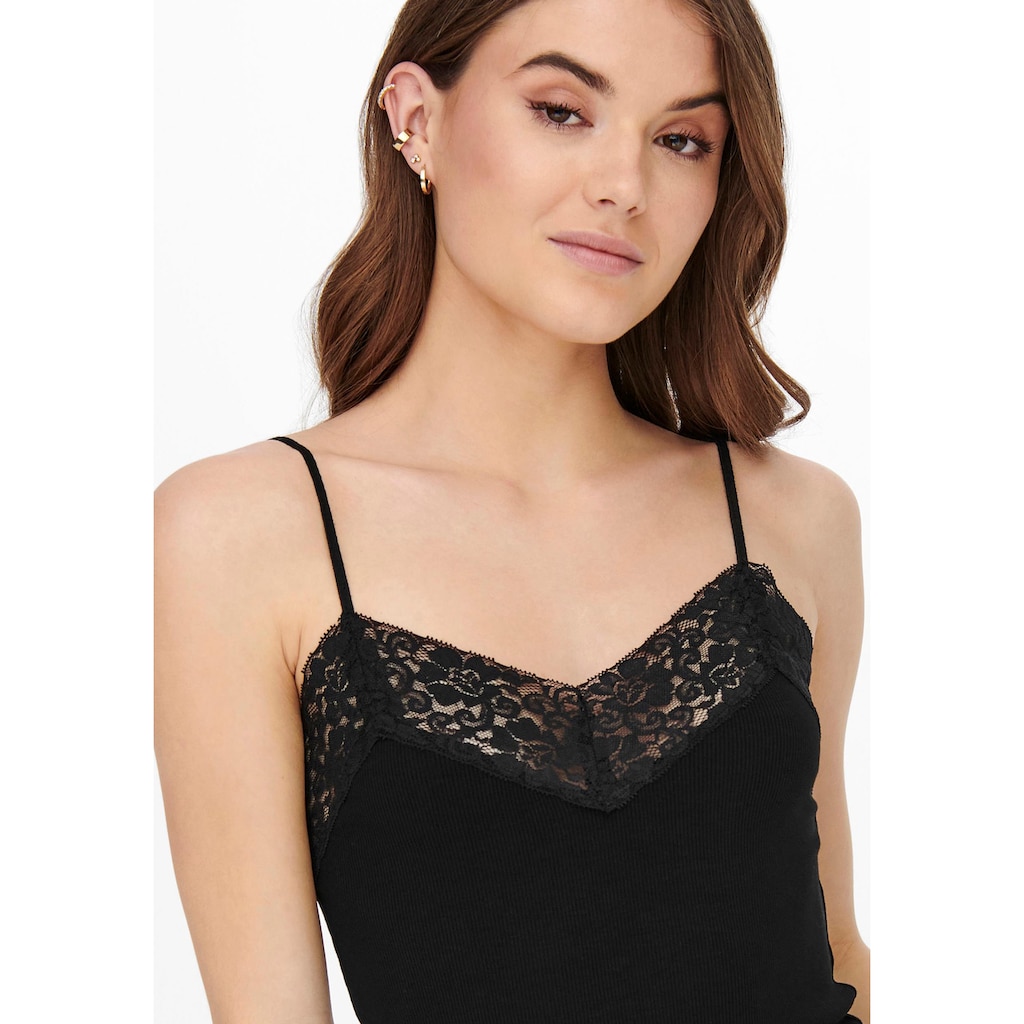 ONLY Spaghettitop »ONLTILDE RIB LACE SINGLET«, mit Spitze