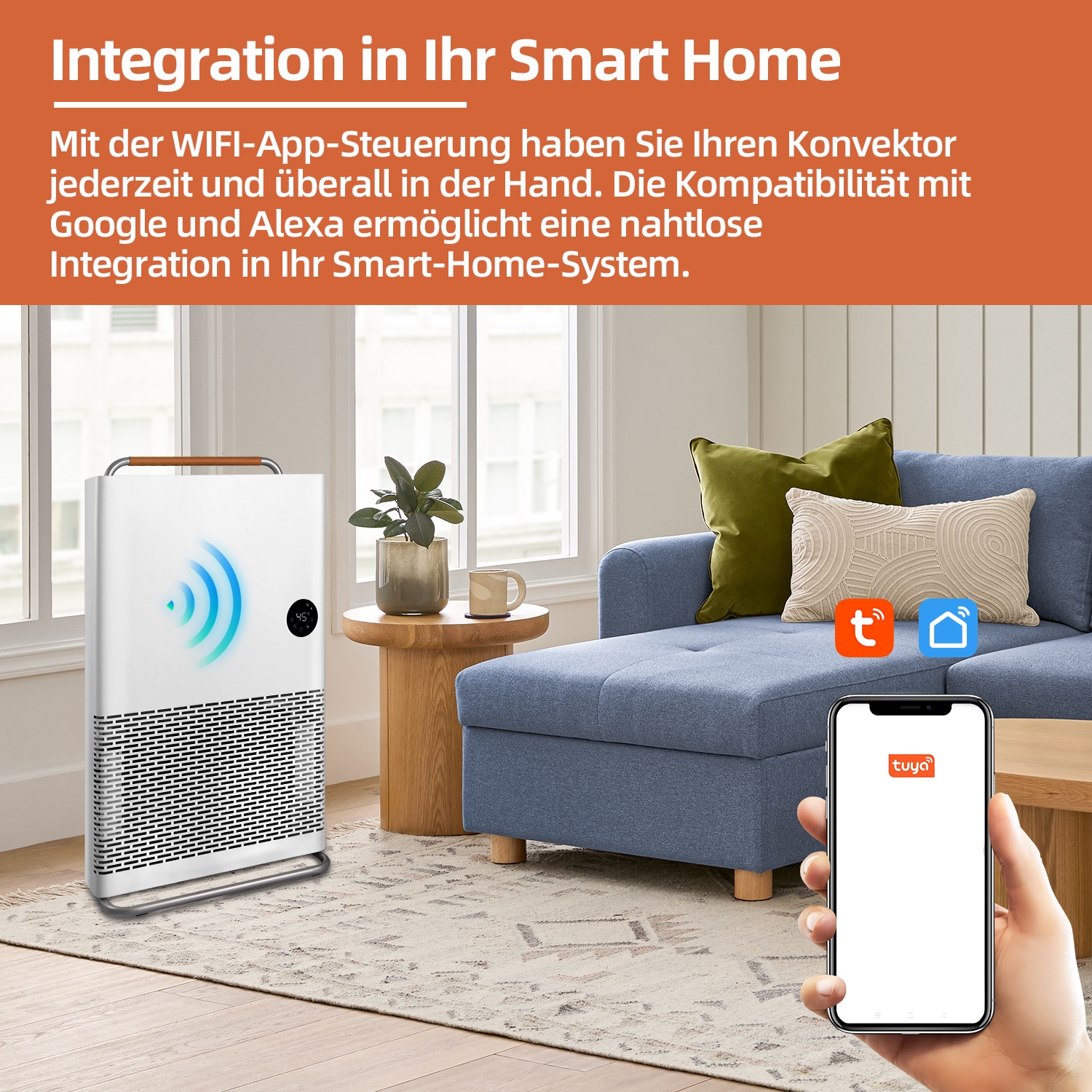 SHX Konvektor, 2200 W, Smart Home fähig (Wifi), Tragegriff