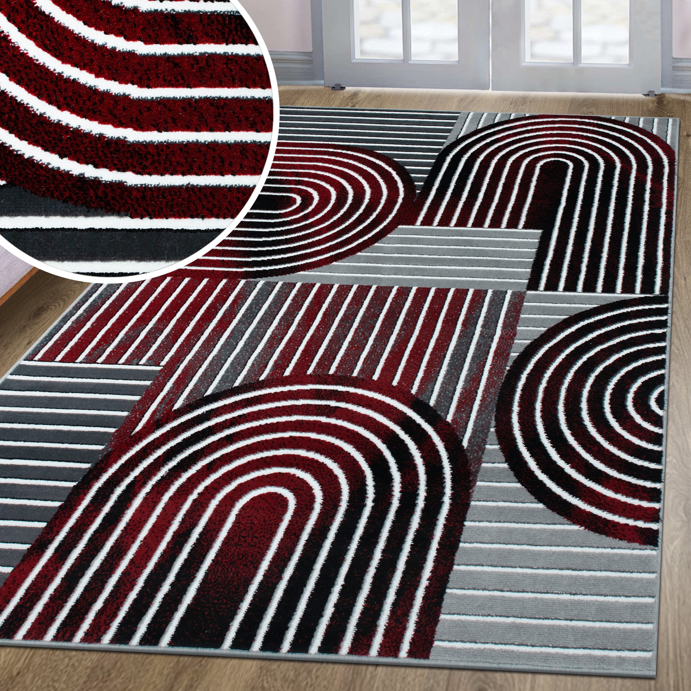 OTTO home Teppich »Lysandra« rechteckig 8 mm Höhe 3D-Effekt, softer Kurzflor, pflegeleicht, leichter Glanz, Scandi-Look