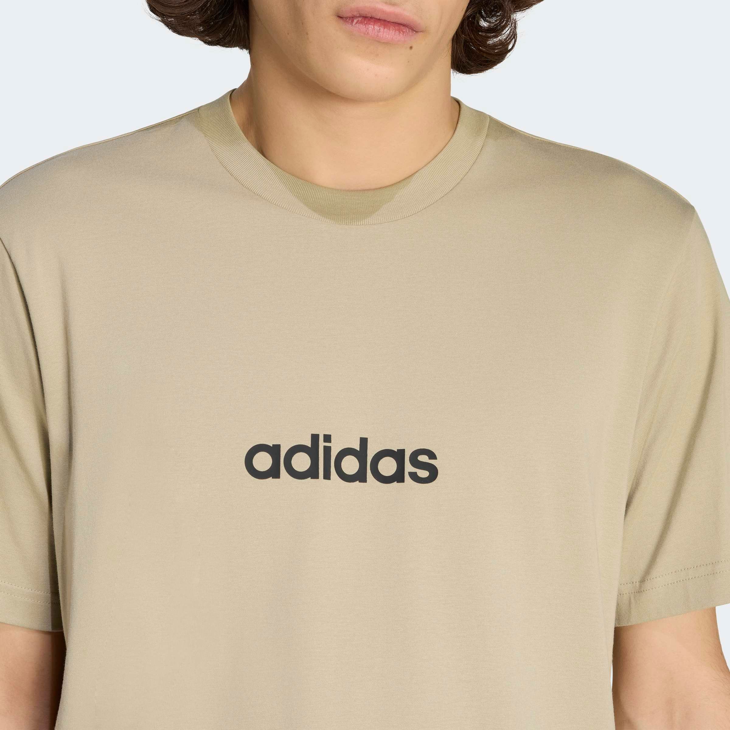 adidas Sportswear T-Shirt »ESSENTIALS LINEAR SINGLE JERSEY« überschnittene Schultern, Kurzarmdesign, aus Baumwolljersey