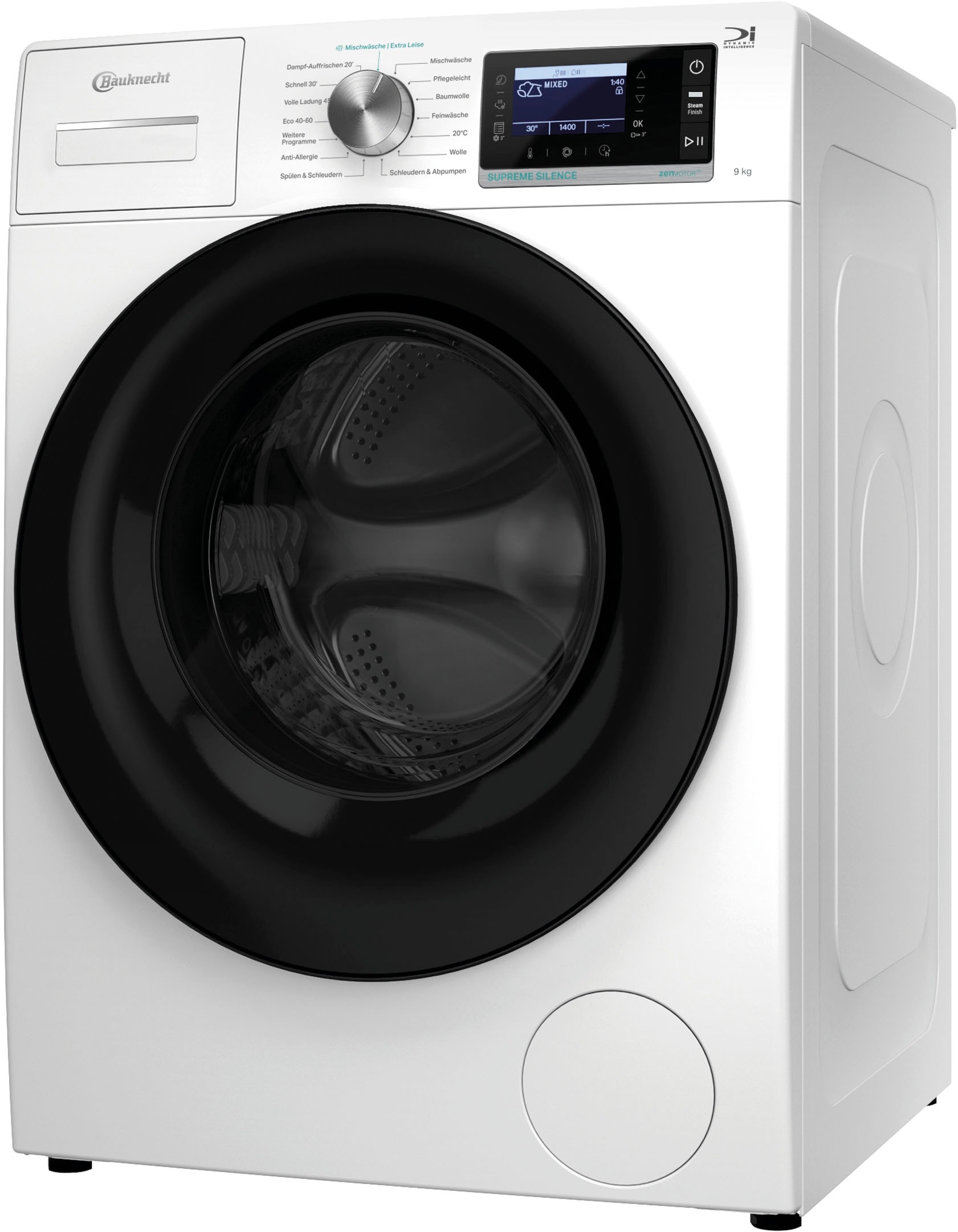 BAUKNECHT Waschmaschine »B6R 98E SILENCE DE«, 9 kg, 1400 U/min, Dampfprogramm, besonders leise, Vollwasserschutz