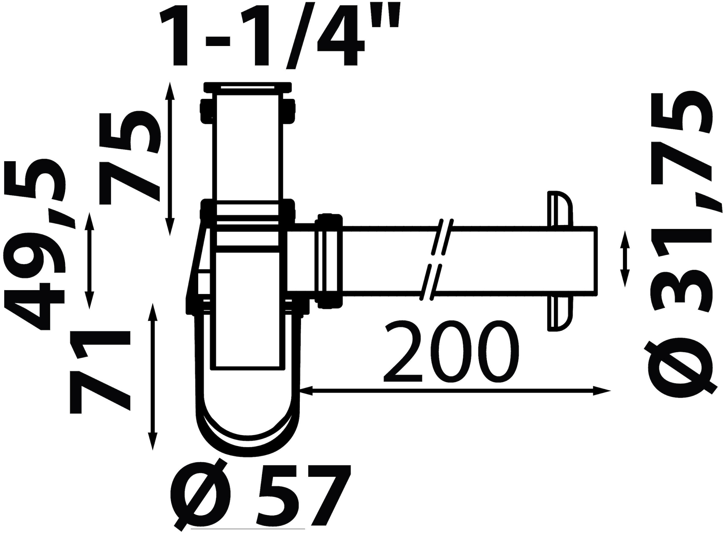 Kirchhoff Siphon, 1 1/4", Ablaufgarnitur, Geruchsverschluss mit Reinigungsöffnung