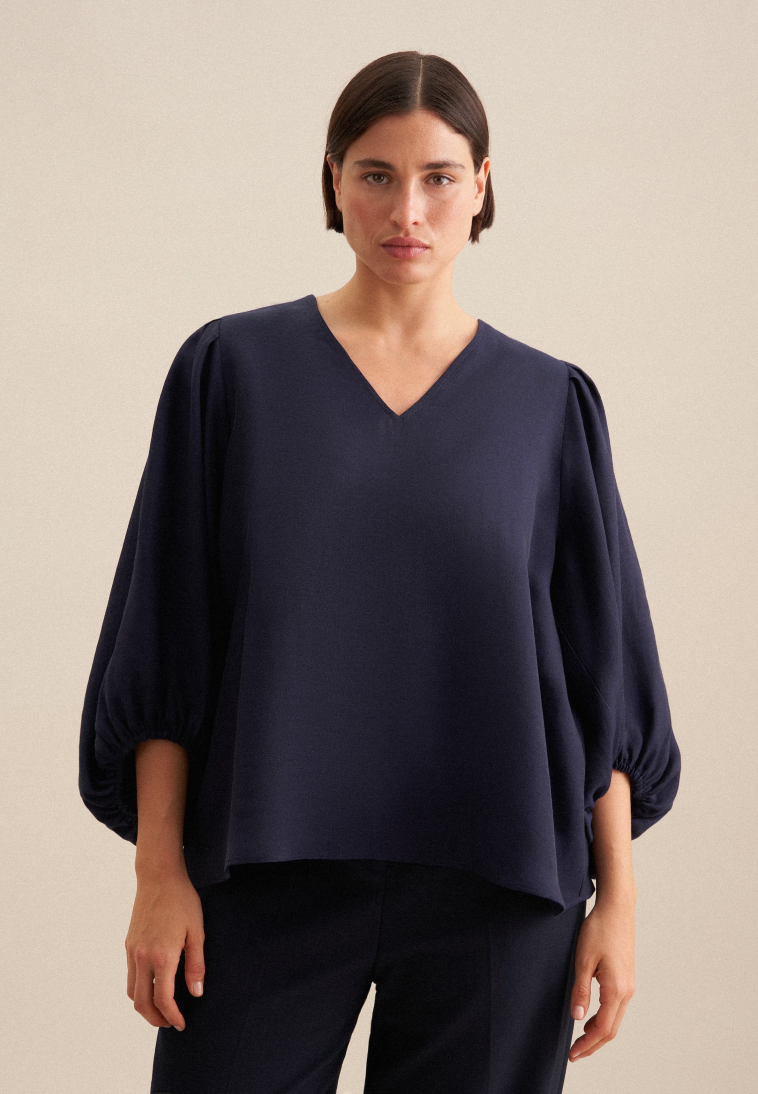 seidensticker Shirtbluse »Schwarze Rose«, 3/4-Arm V-Neck Uni