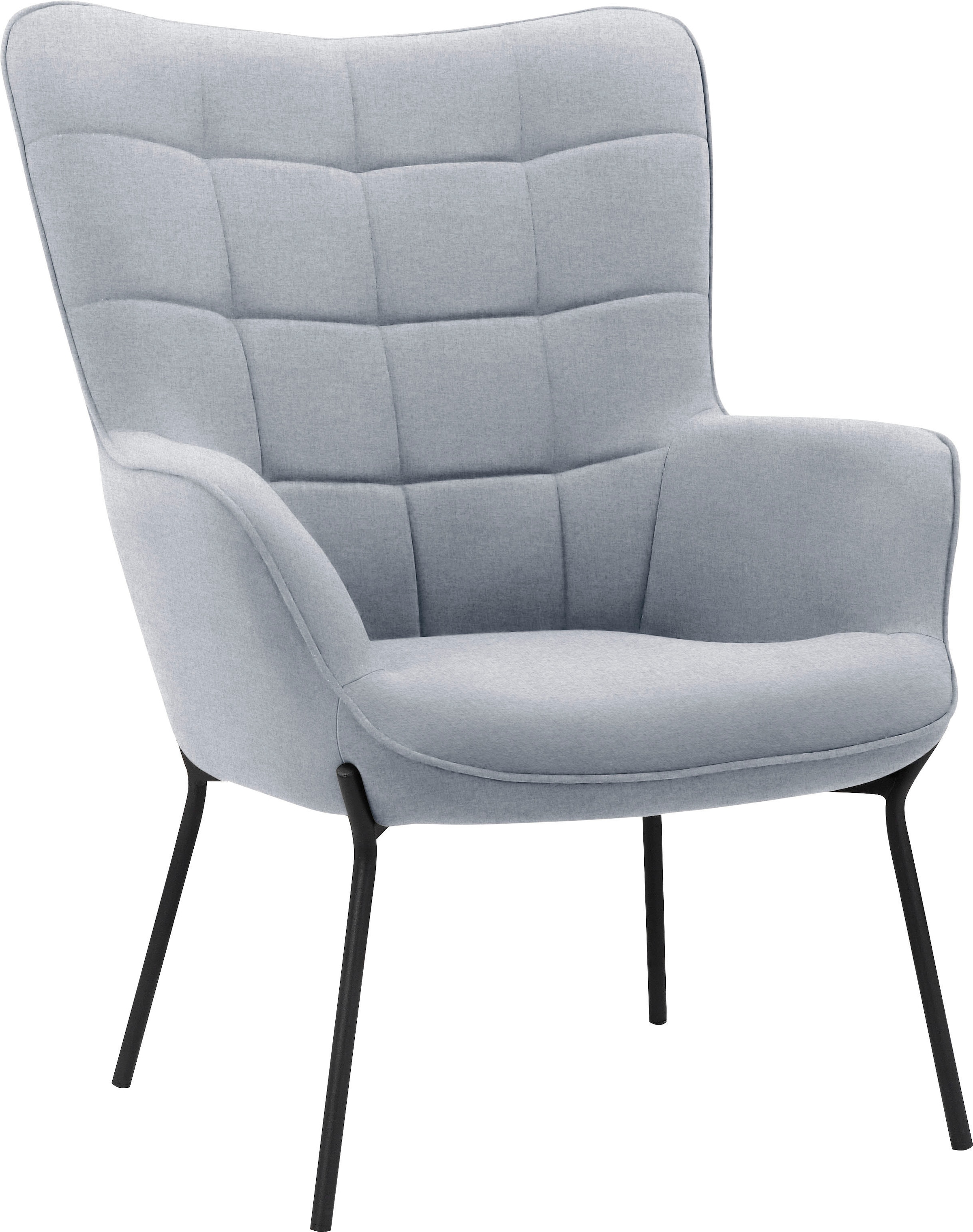 OTTO products Loungesessel »Luukas, Ohrensessel mit Metallbeinen,«, (1 St.), Stoff recyceltes Polyester, Sitz und Rücken gepolstert, Sitzhöhe 46 cm