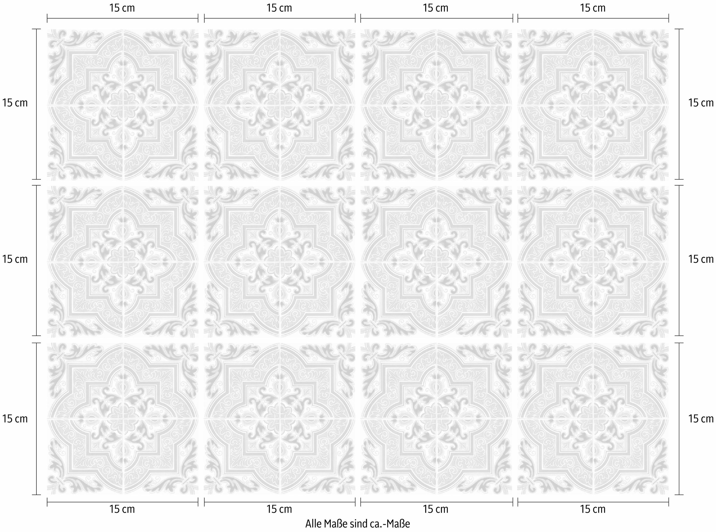 Home affaire Fliesenaufkleber »Ornamente«, Stickerfliesen, selbstklebend, Sticker, 12er Set