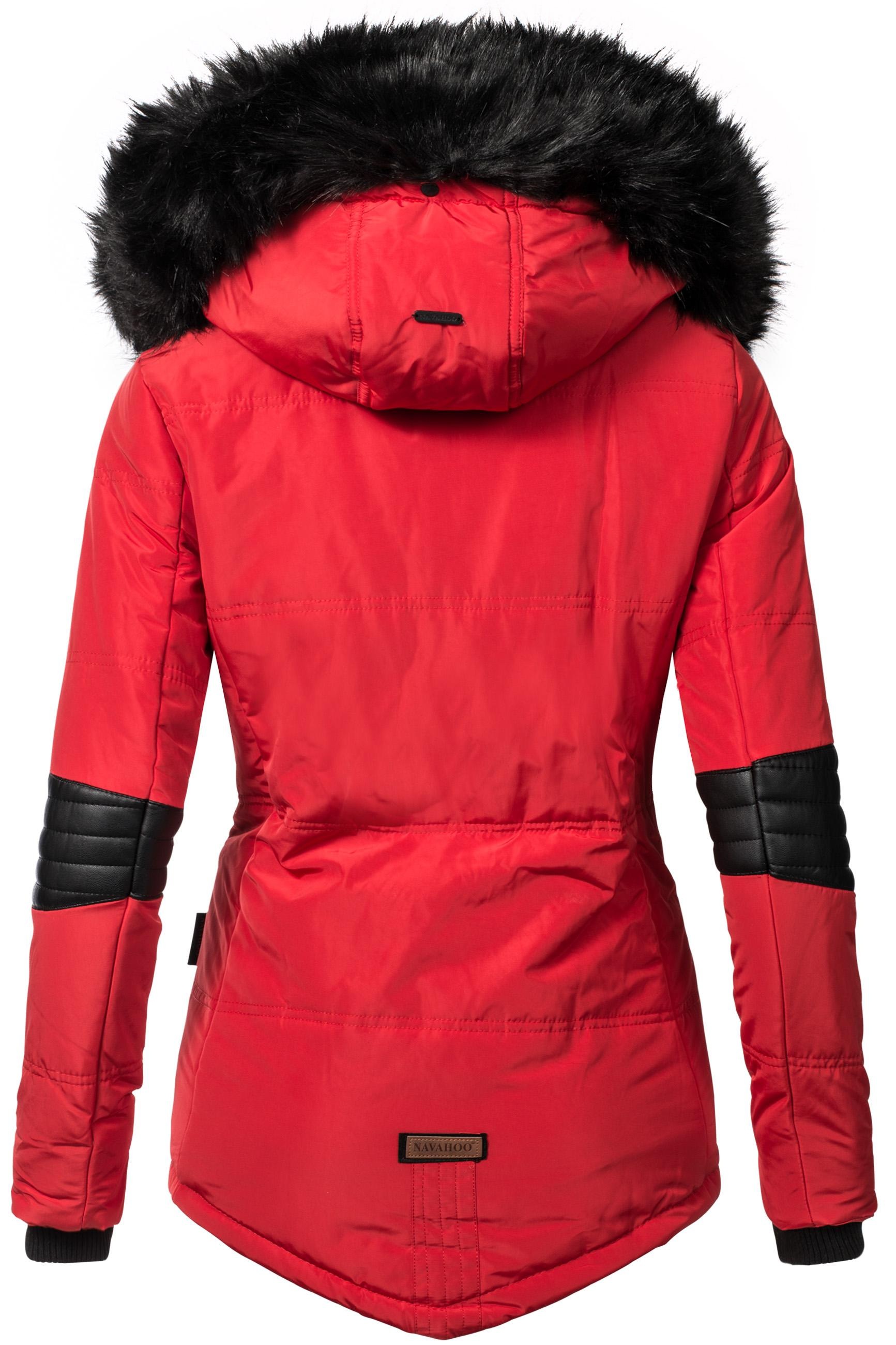 Navahoo Winterjacke »Winterjacke Nirvana«, mit Kapuze, edle Steppjacke m. schwarzem Kunstpelzkragen