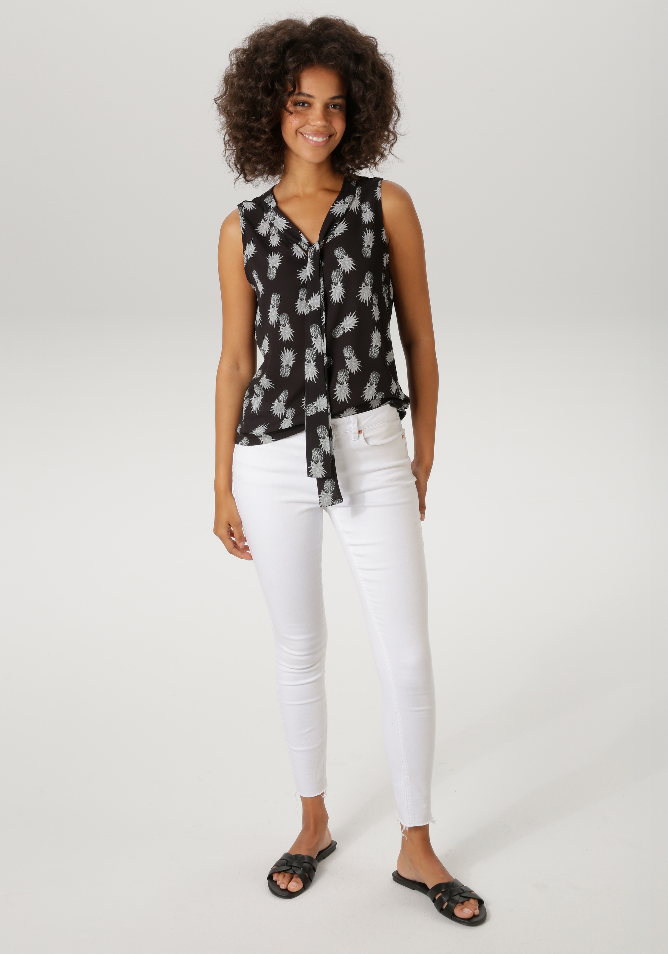 Aniston CASUAL Blusentop mit Ananas-Druck - jedes Teil ein Unikat - NEUE KOLLEKTION