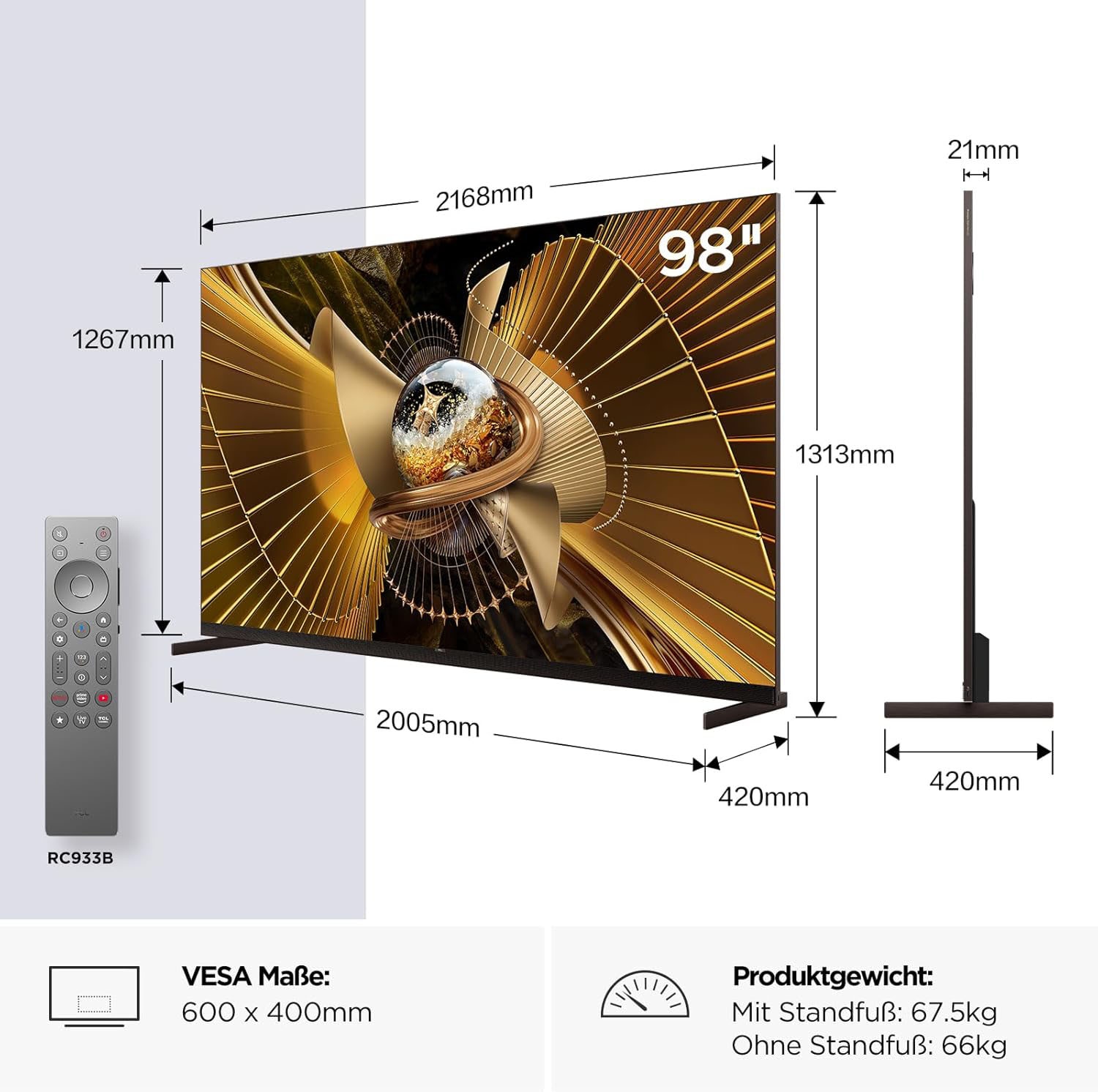 TCL LED-Fernseher »98X11L« 215 cm/85 ″ IMAX Enhanced, Filmmaker Mode,,  Apple Airplay 2