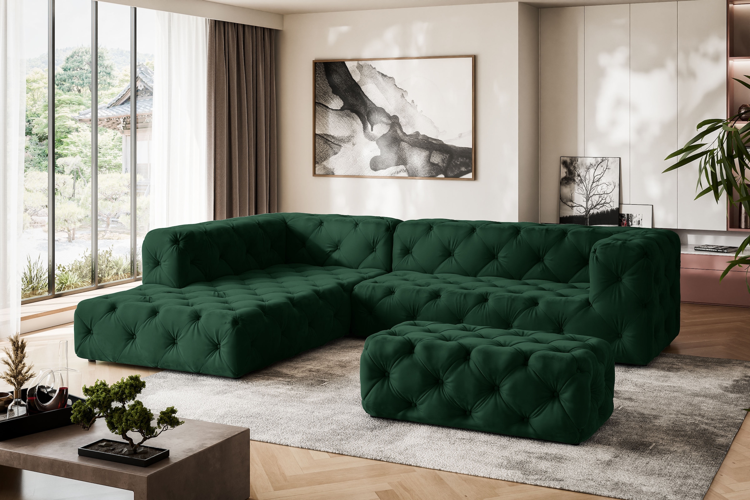 Home affaire Polsterhocker »FOLLINA« Polsterhocker mit klassischer Chesterfield-Knopfheftung