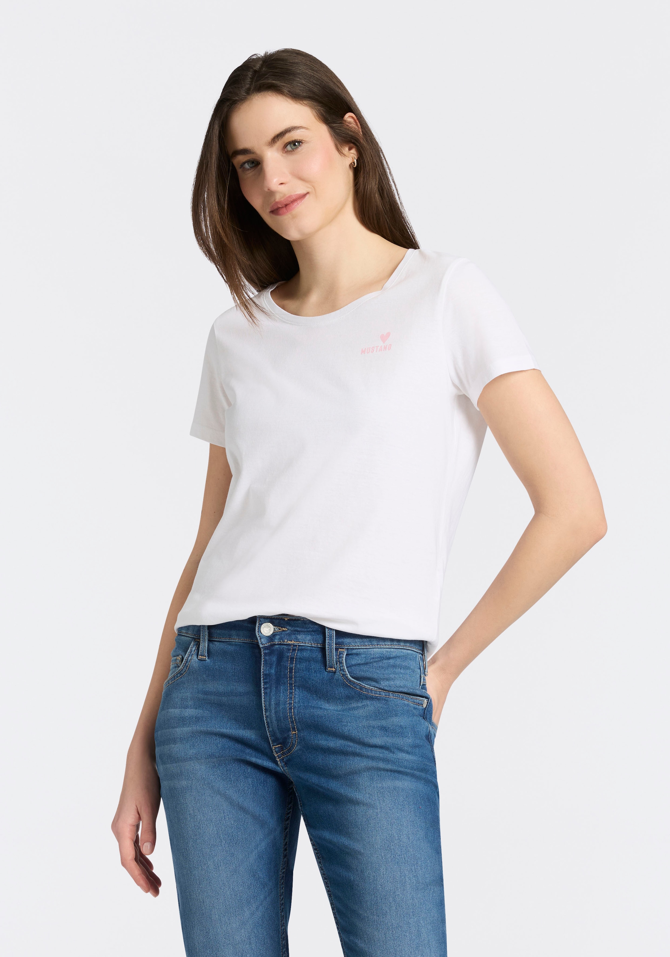 MUSTANG T-Shirt Trageangenehme Baumwollqualität