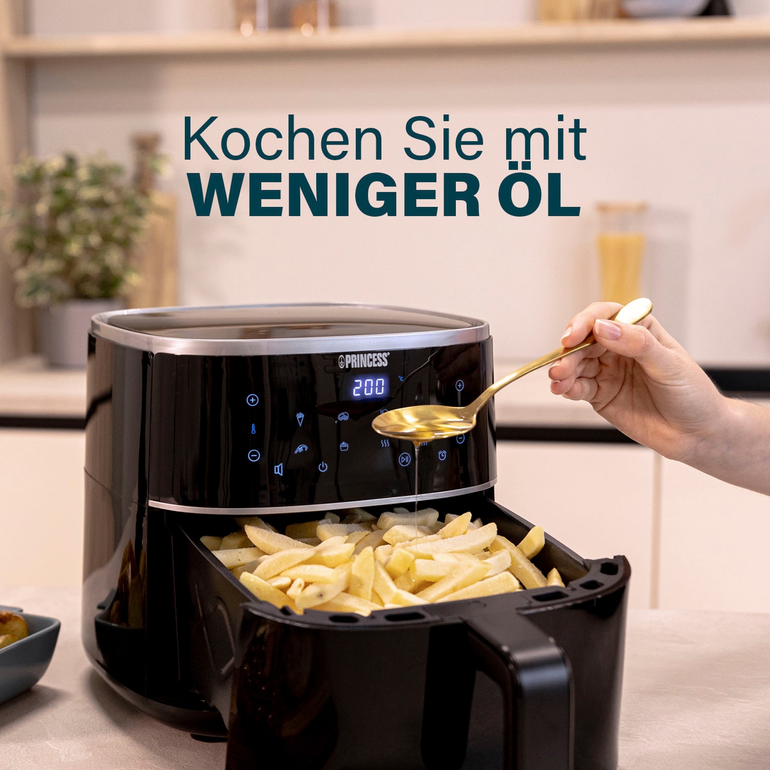 PRINCESS Heißluftfritteuse »182238 – Füllmenge des Behälters variierbar – 4 L«, 1350 W, Fassungsvermögen 4 l