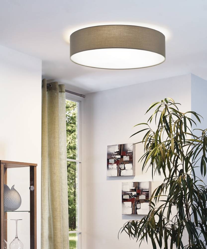 EGLO Deckenleuchte »PASTERI«, 3 flammig, Leuchtmittel E27 | Leuchtmittel wechselbar-ohne Leuchtmittel, Deckenleuchte aus Textil und Kunststoff, Flurlampe Decke, E27, Ø 57 cm