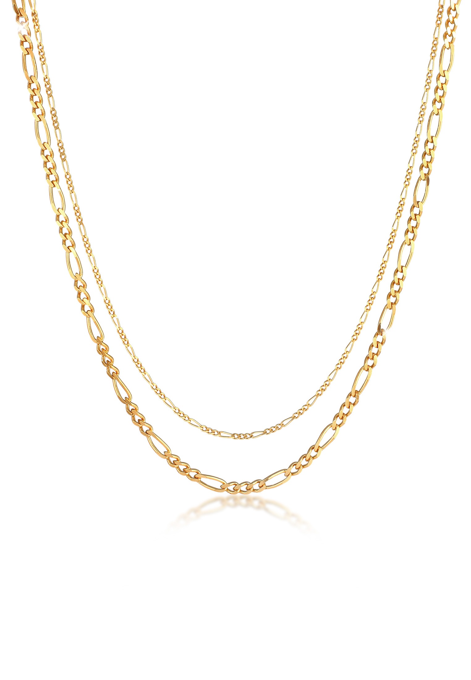 Elli Premium Kette ohne Anhänger »Halskette Figaro Layer Kette Basic 925 Silber«