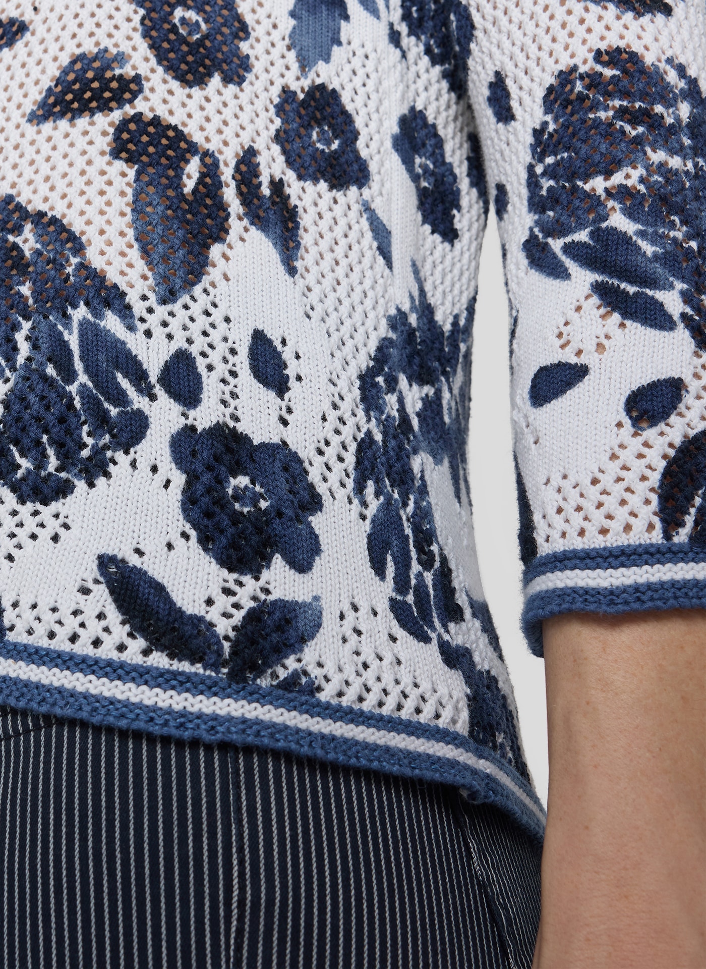 Rabe 3/4 Arm-Pullover im Häkel-Look