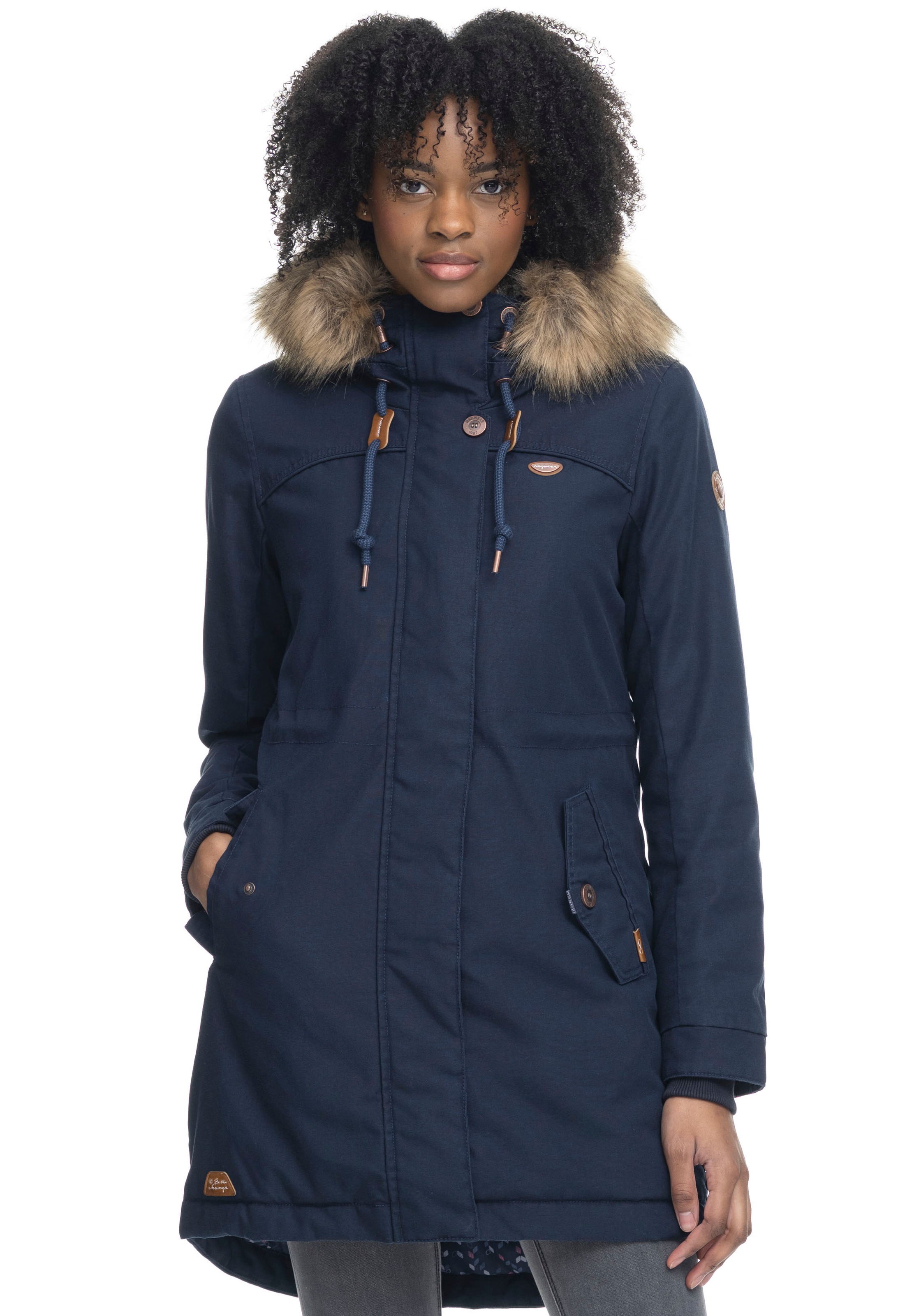 Ragwear Funktionsjacke »TAWNY« mit Kapuze mit voluminöser Fellimitat-Kapuze