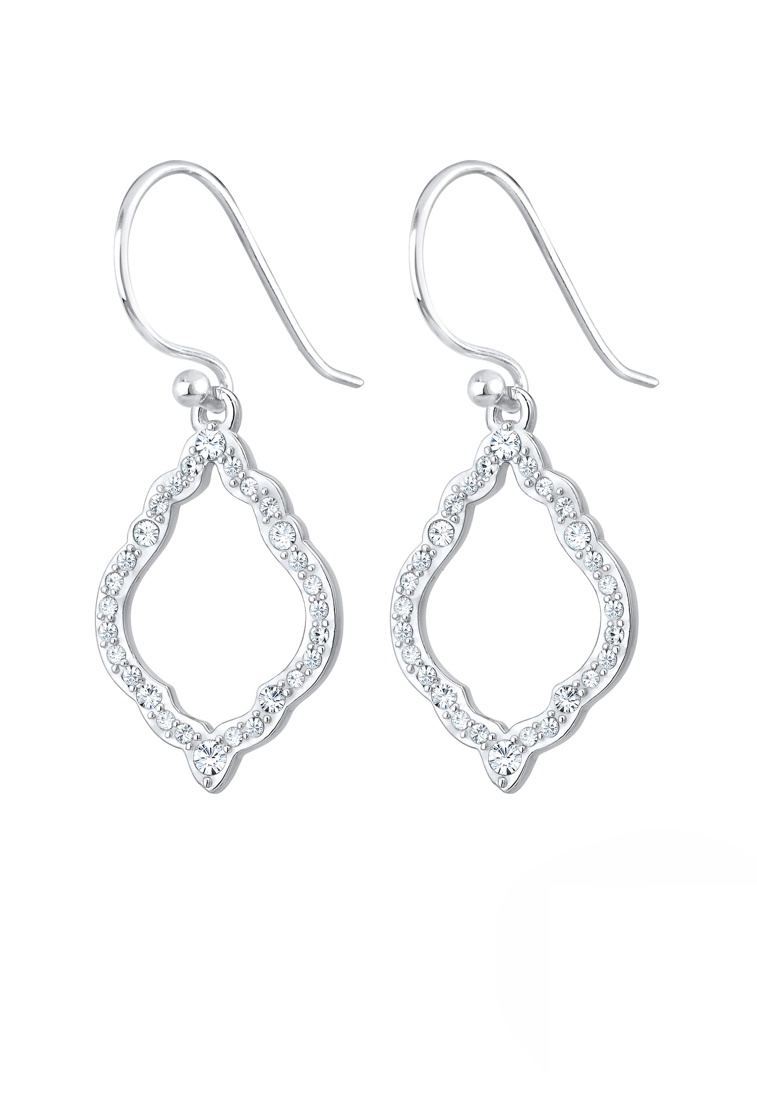 Elli Paar Ohrhänger »Ohrringe Ohrhänger lang Ornament Glas Kristalle Weiß 925 Sterling Silber«