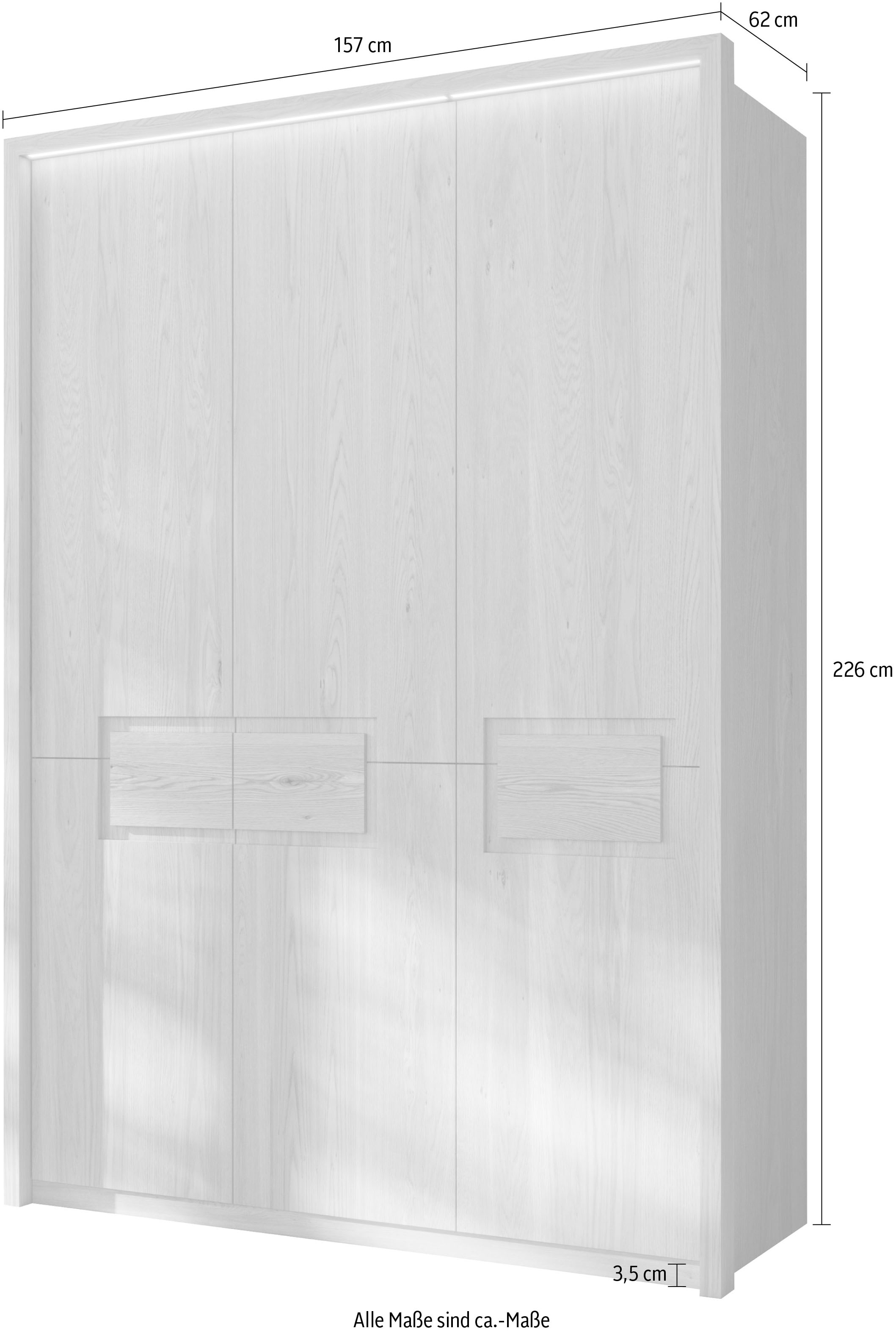 Home affaire Kleiderschrank »Léopoldine, aus Kernbuche, inkl. Passepartout« Massivholz-Kleiderschrank, im 50 cm Raster planbar