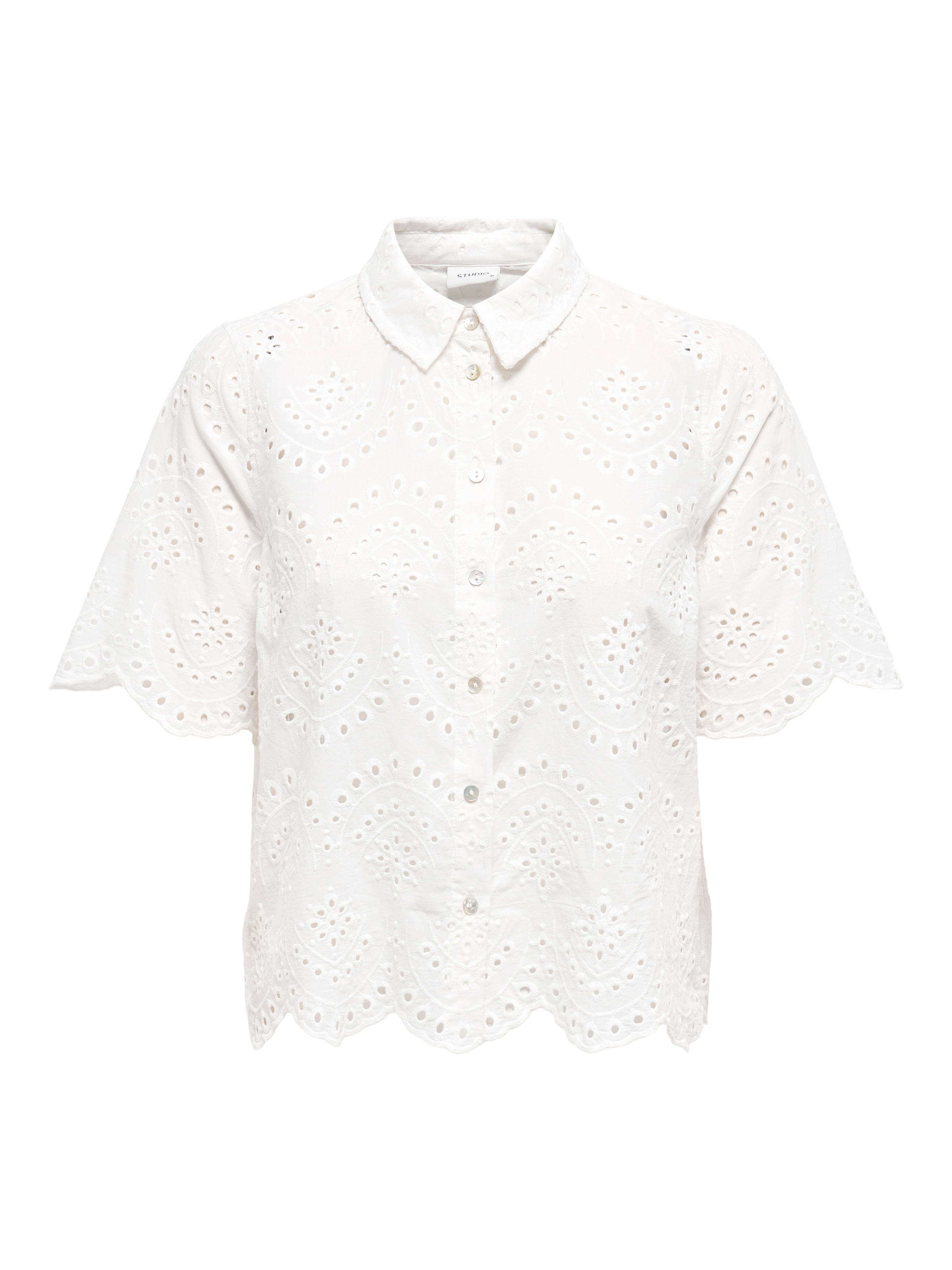 ONLY Spitzenbluse »ONLVALAIS S/S SHIRT WVN NOOS« Baumwolle, loose fit
