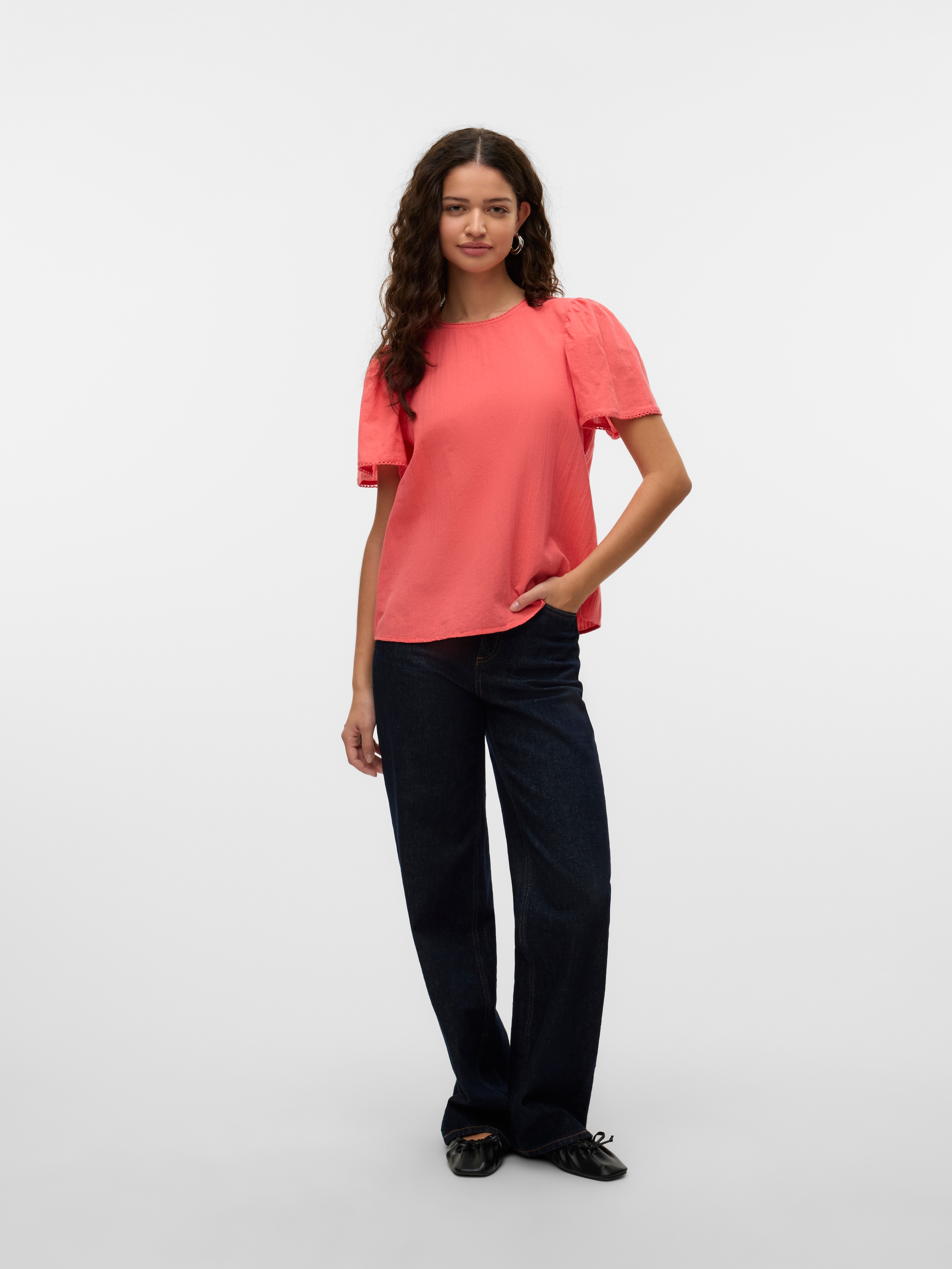 Vero Moda Kurzarmbluse »VMPRETTY SS TOP WVN GA NOOS«