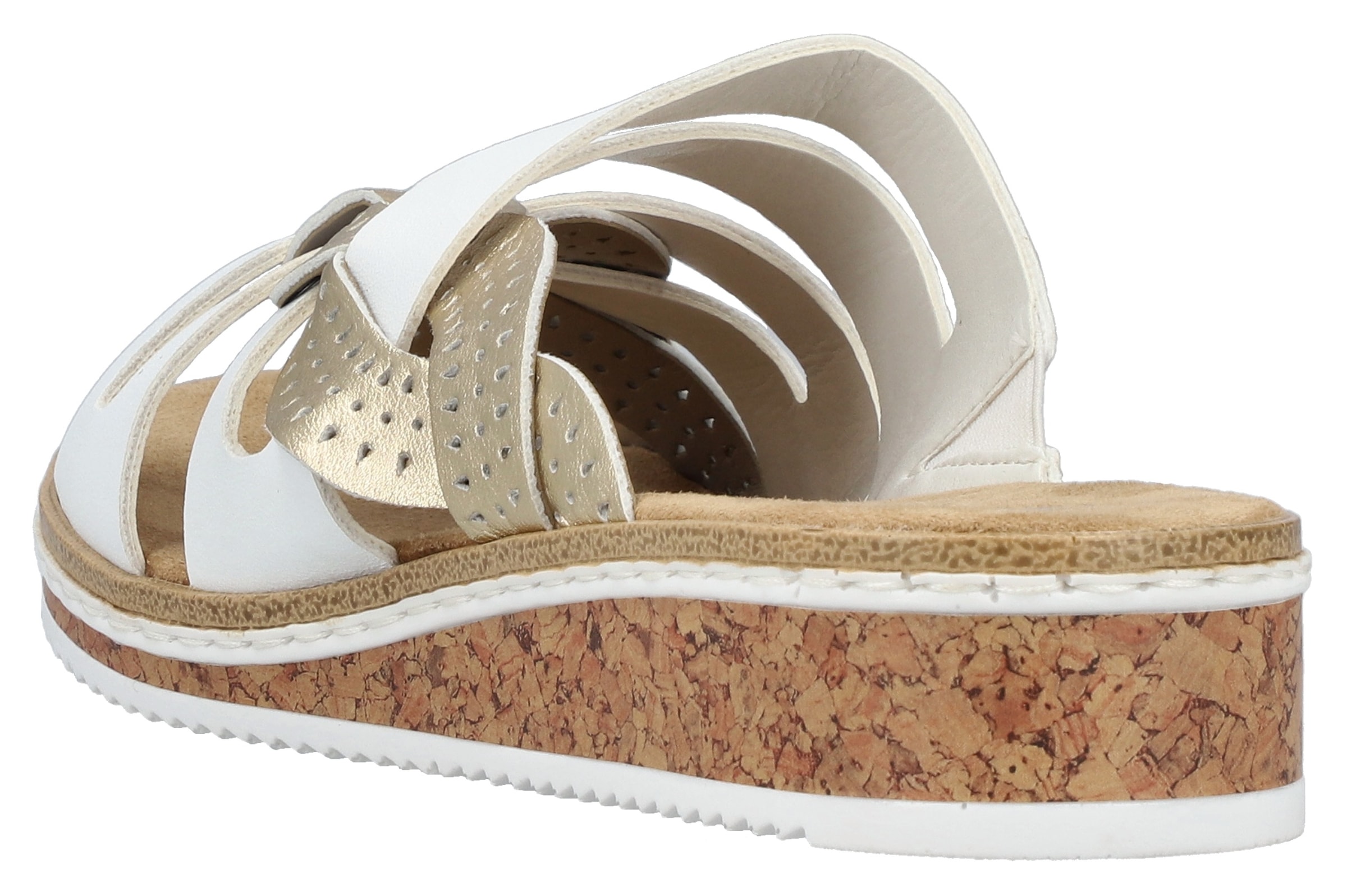 Rieker Pantolette, Sommerschuh, Schlappen, Hausschuh, Keilabsatz, mit kleinem Gummizug