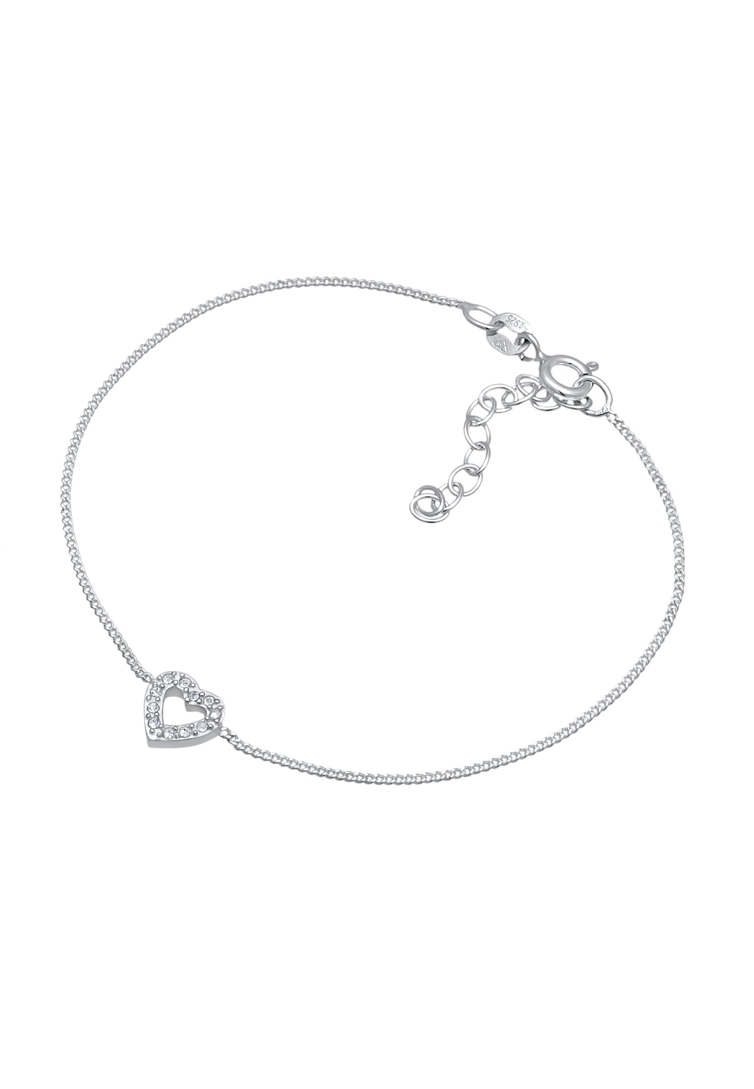 Elli Armkette »Armband Herz Romantik Kristalle 925 Silber«